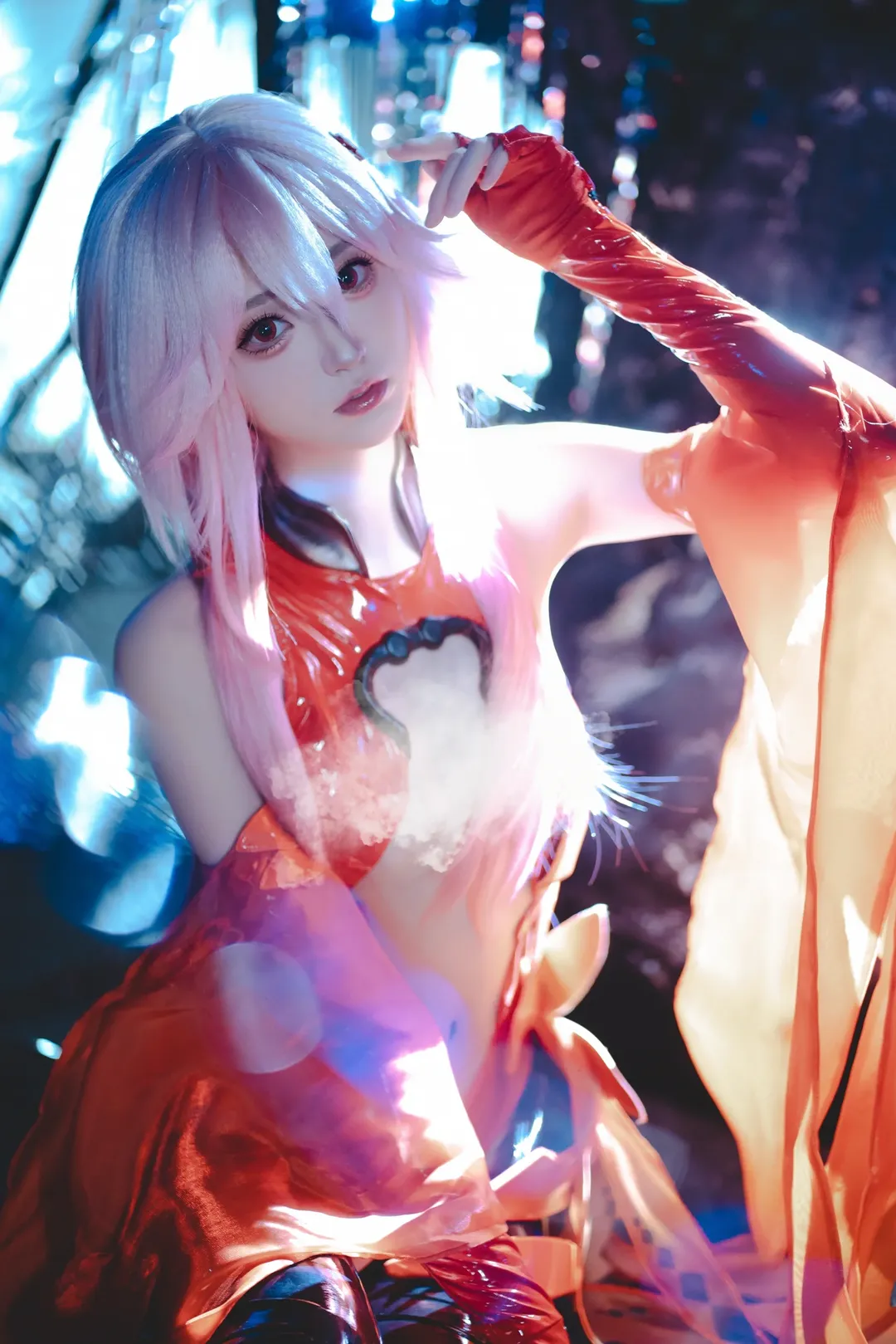 二次元撮影, コスプレ撮影, 楪いのり コスプレ, ギルティクラウン, 赤青ライティング - 2枚目