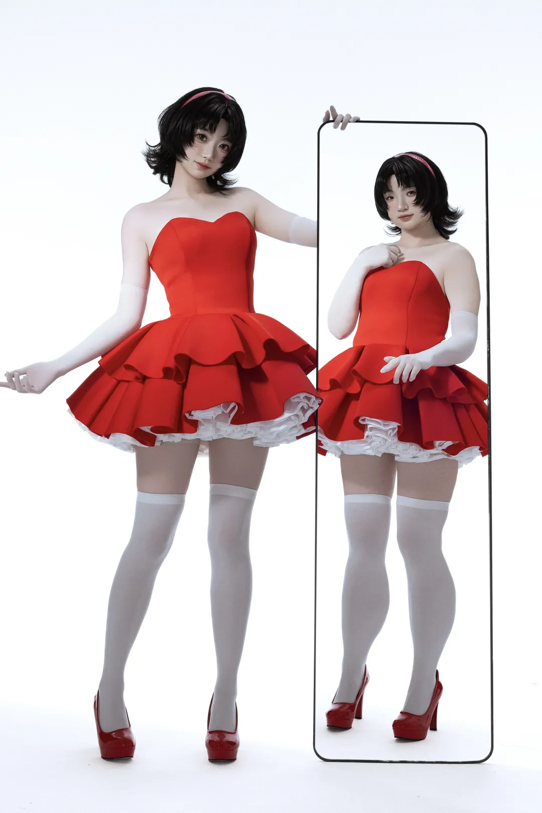 二次元摄影, cosplay穿搭, 白丝过膝袜, 未麻cos, 未麻的部屋
