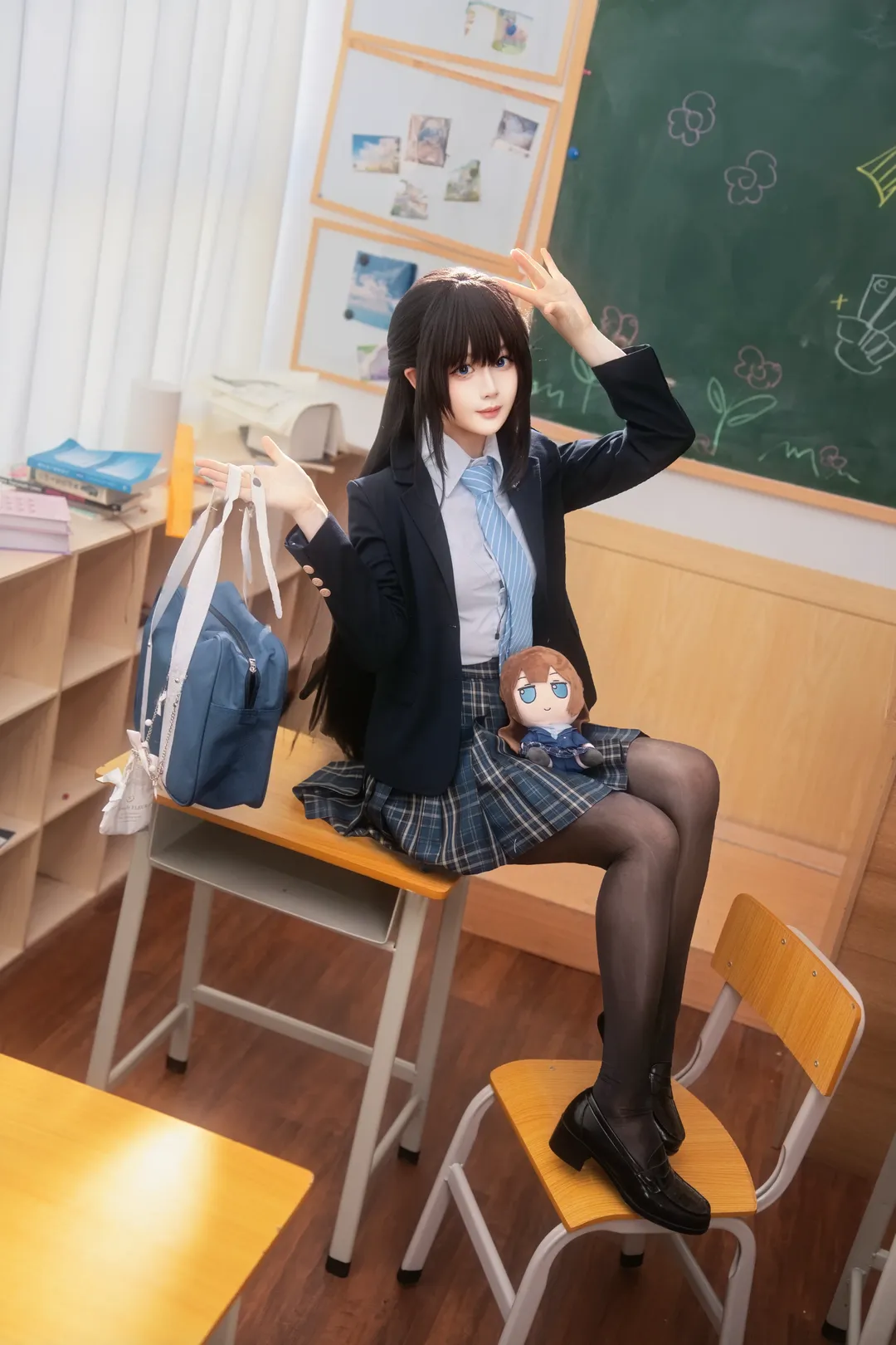 黑丝穿搭, 教室摄影, JK制服cosplay, 钢铁雄心KR, 校园日常 - 第1张