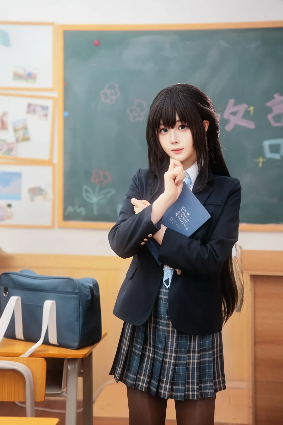 黑丝穿搭, 教室摄影, JK制服cosplay, 钢铁雄心KR, 校园日常 - 第3张