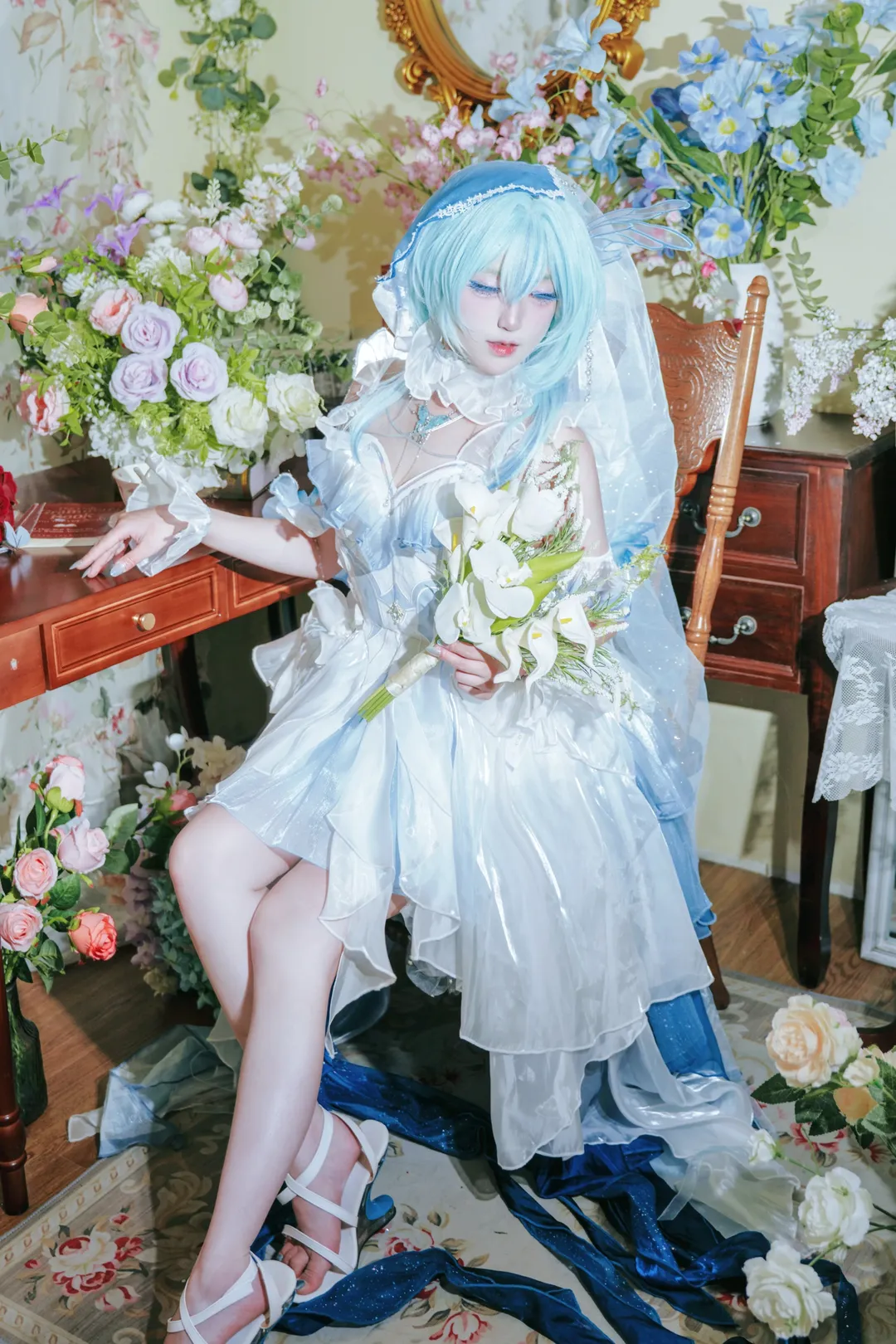 鸣潮, 守岸人cos, 花嫁cos, 二次元cos, 蓝色系cos