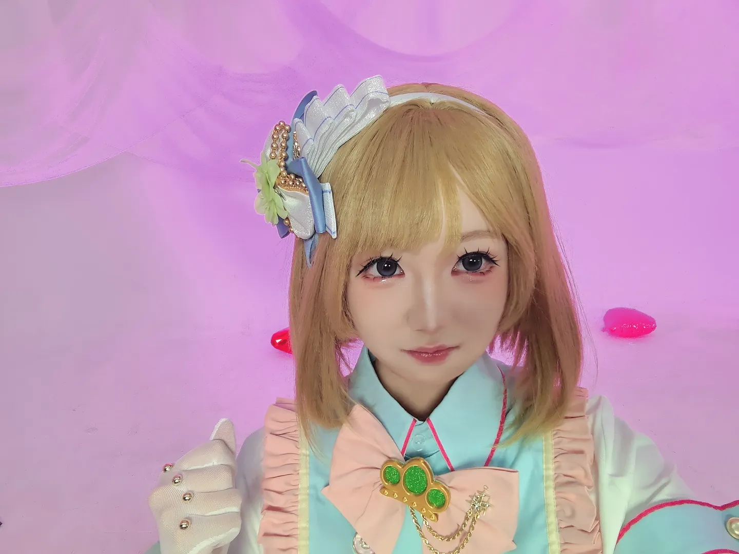 缪斯, lovelive, 小泉花阳cos, cosplay美瞳, 二次元大头贴