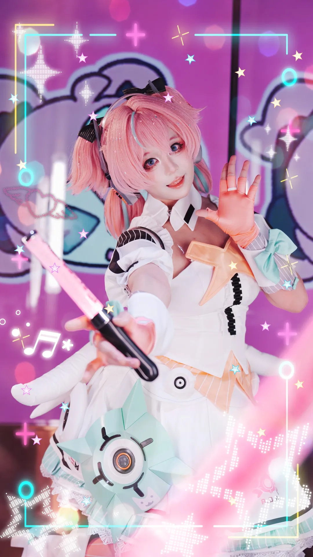 Zenless Zone Zero, Cosplay photography, Anime-style fashion, Aria cosplay, Pink twin tails