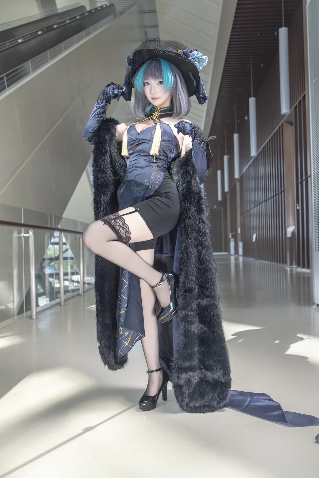 柴郡cos, 碧蓝航线, 旗袍, 漫展场照, 丝袜cosplay