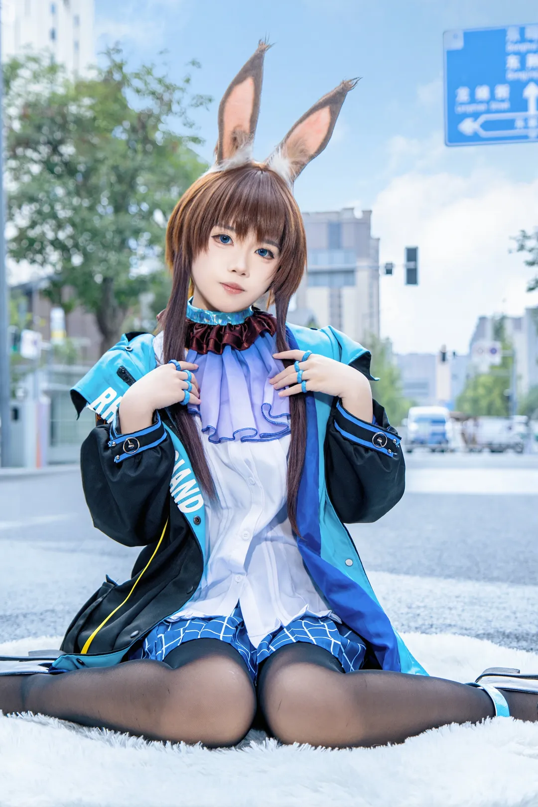 明日方舟, 阿米婭cos, cosplay攝影, 二次元街拍, 黑絲外景