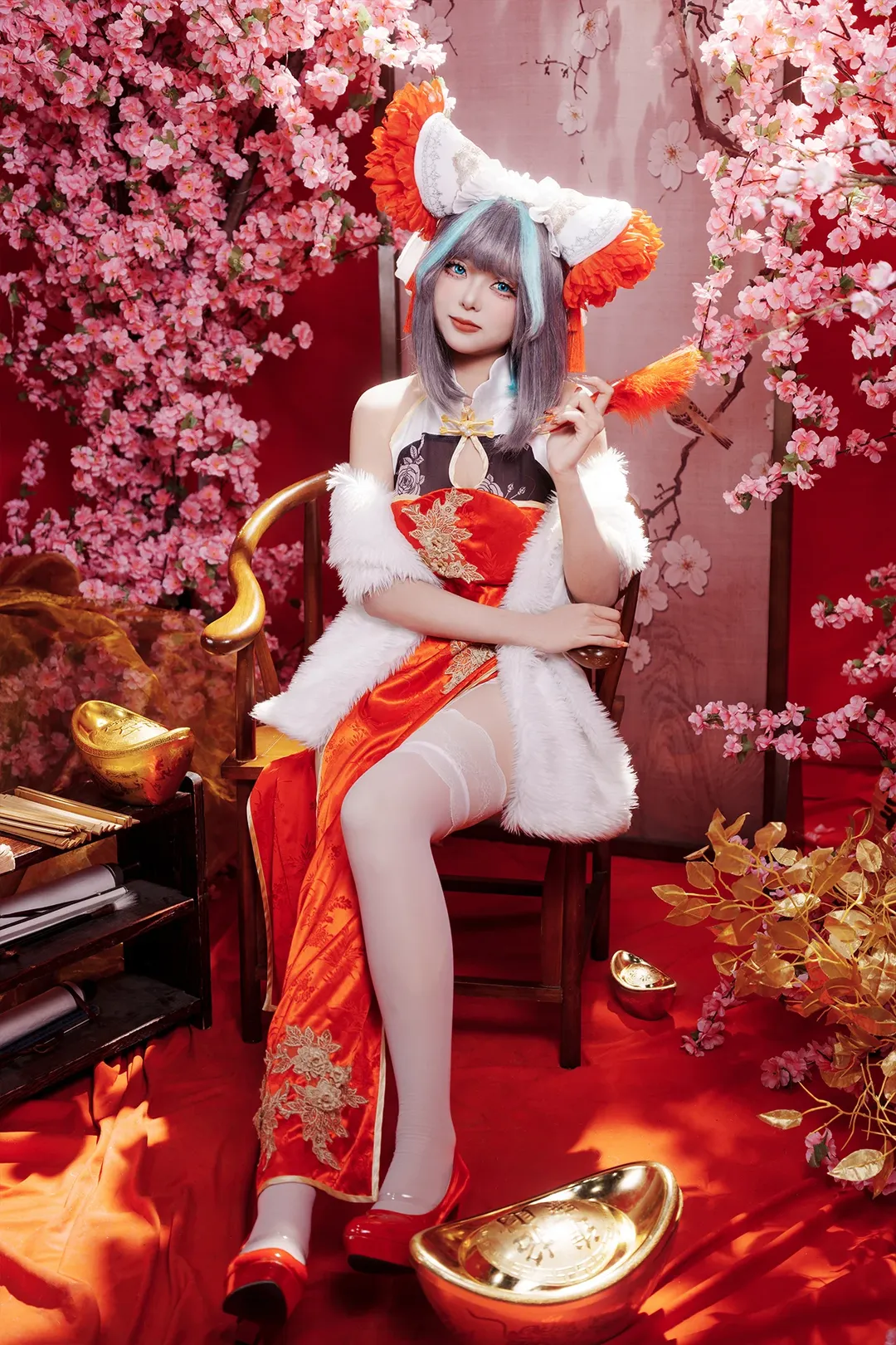 柴郡cos, 碧蓝航线, 旗袍, 二次元cosplay, 白丝 - 第3张