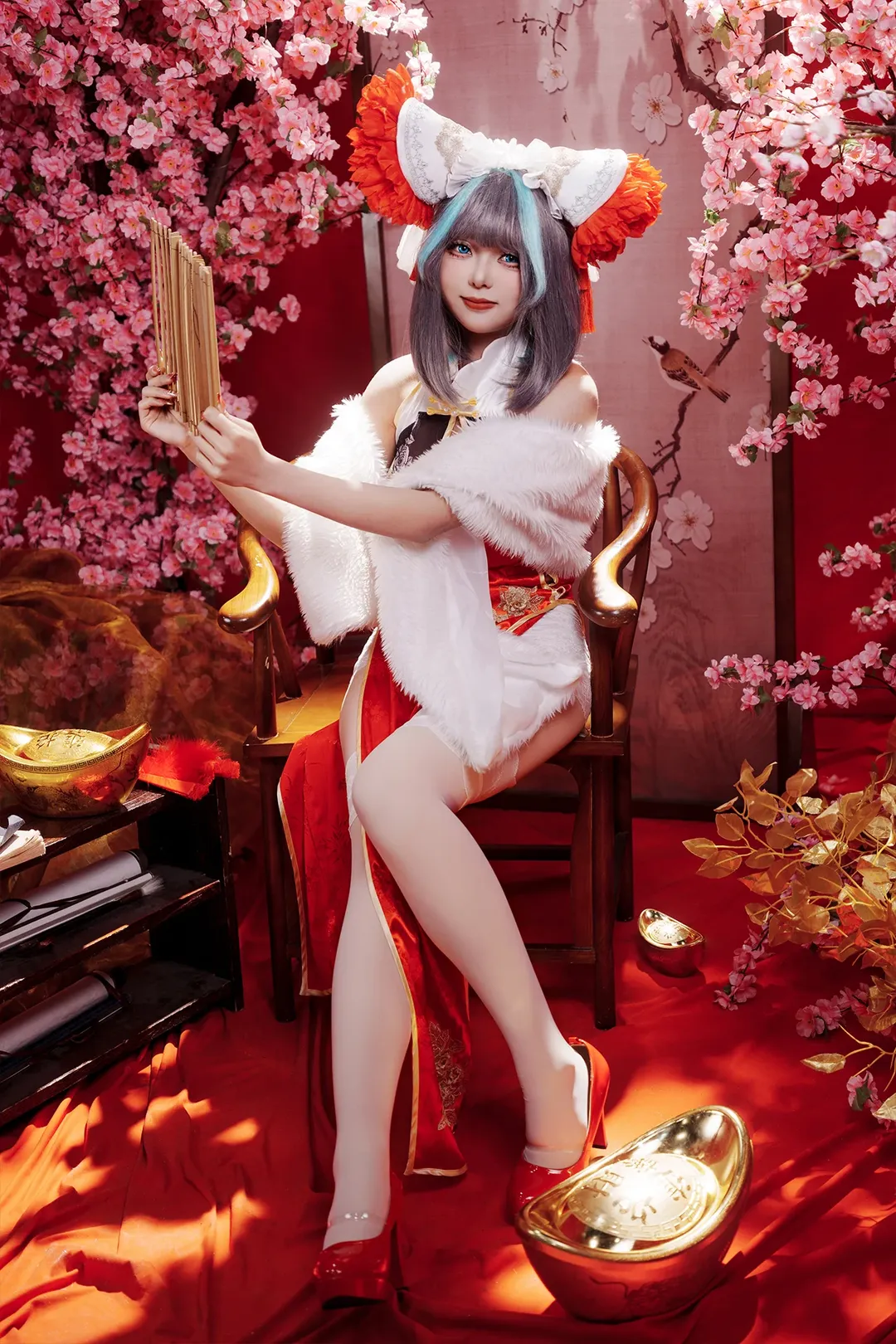 柴郡cos, 碧蓝航线, 旗袍, 二次元cosplay, 白丝 - 第4张