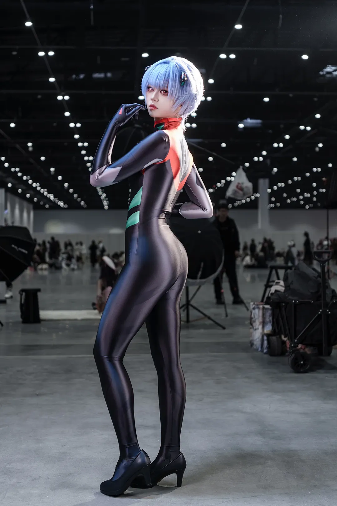 二次元撮影, イベント写真, 綾波レイコスプレ, 新世紀エヴァンゲリオン, ラテックススーツ - 3枚目