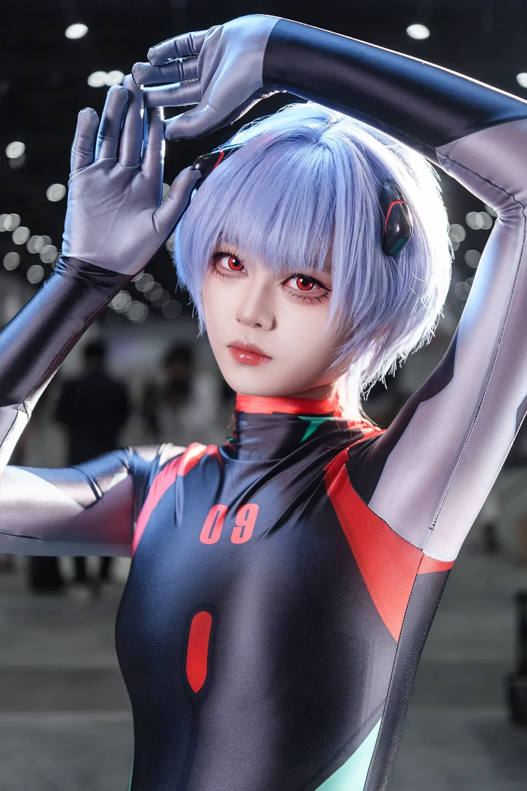 二次元撮影, イベント写真, 綾波レイコスプレ, 新世紀エヴァンゲリオン, ラテックススーツ - 4枚目
