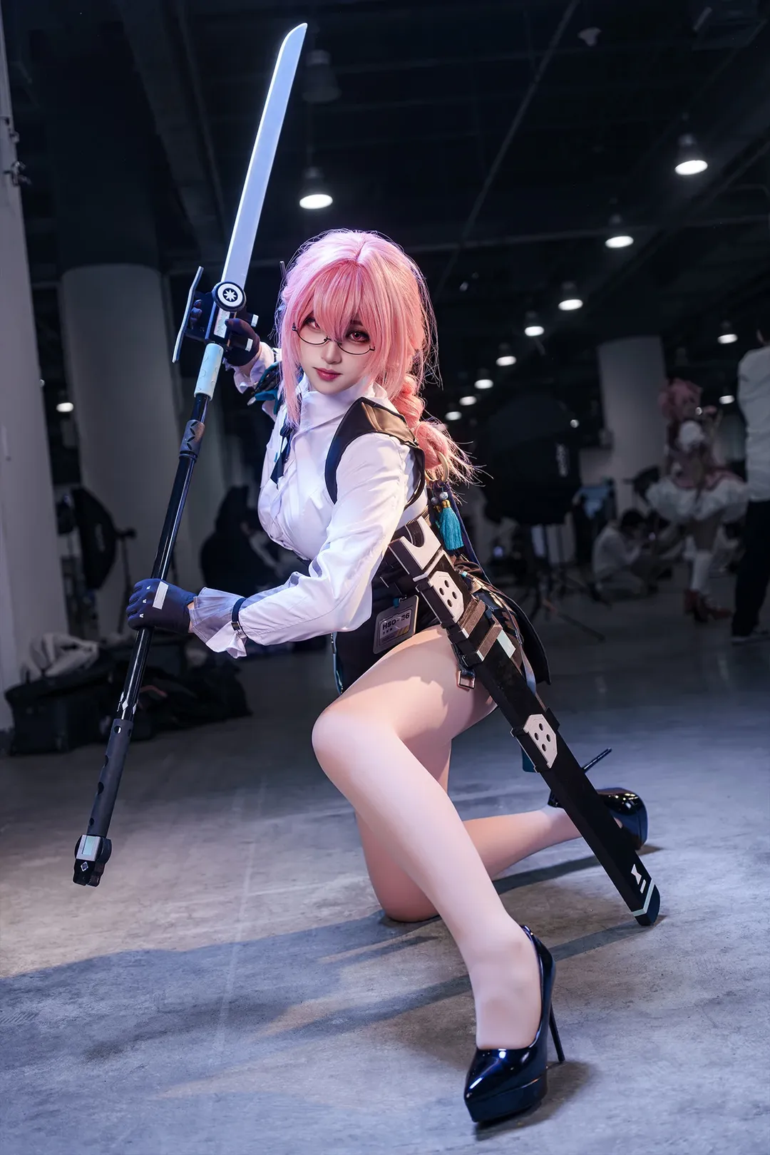 ゼンレスゾーンゼロ, 二次元撮影, イベント写真, 黒ストッキングコスプレ, 月城柳コスプレ