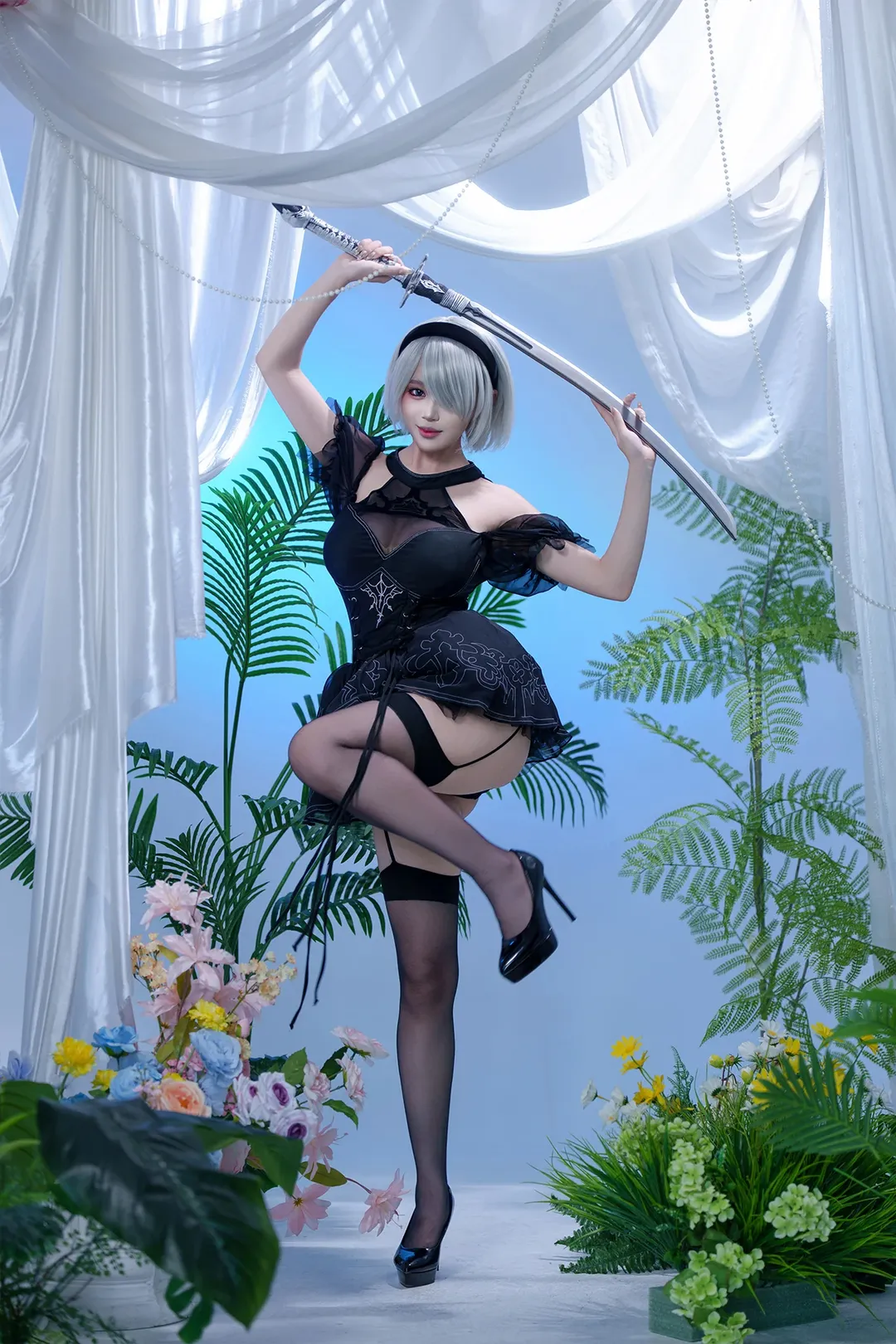 夏日穿搭, 尼尔机械纪元, cosplay摄影, 丝袜穿搭, 2b小姐姐cos