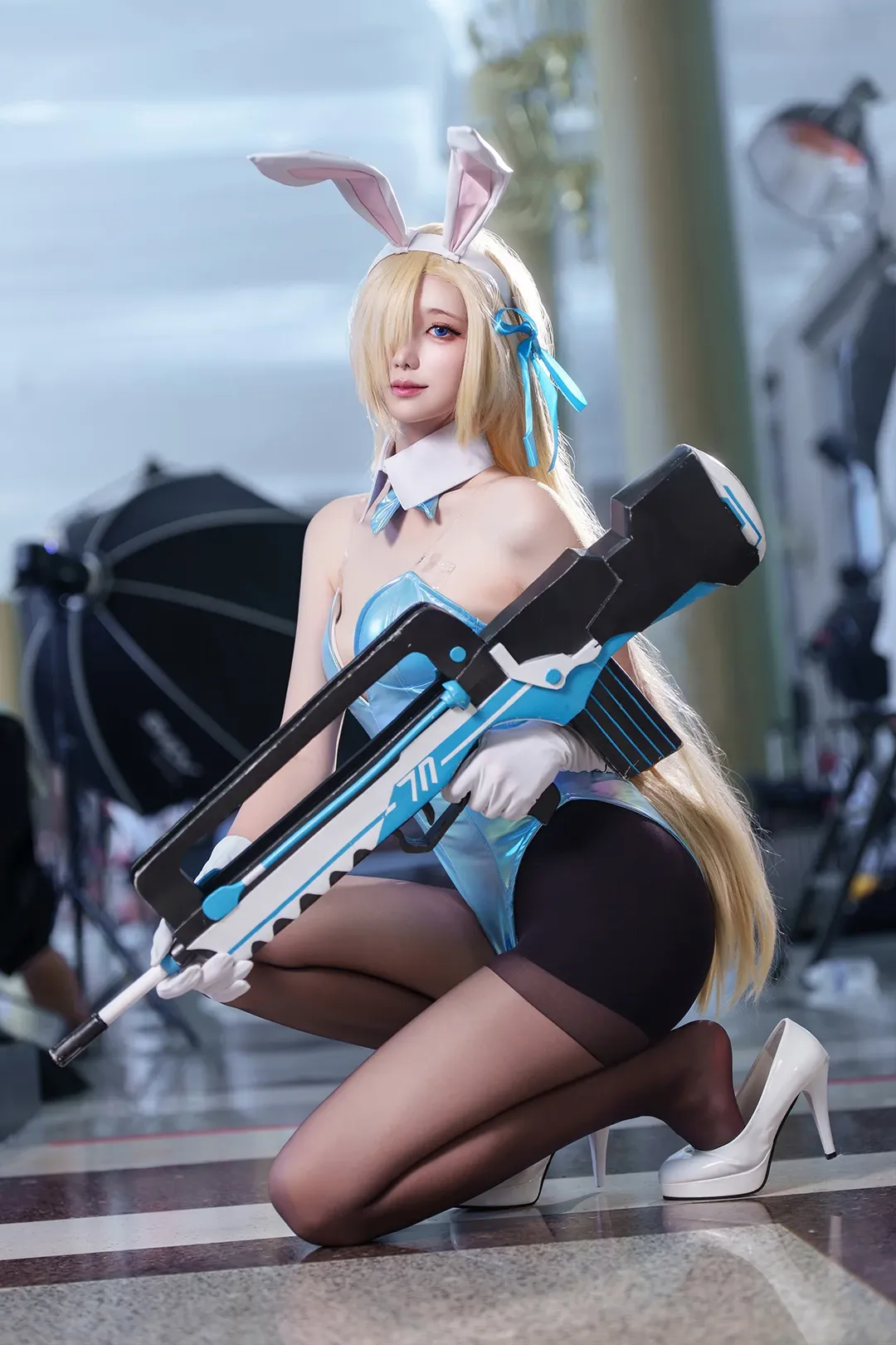 Blue Archive, Convention photos, Bunny girl cosplay, Black stockings cosplay, Asuna cosplay - Image 1