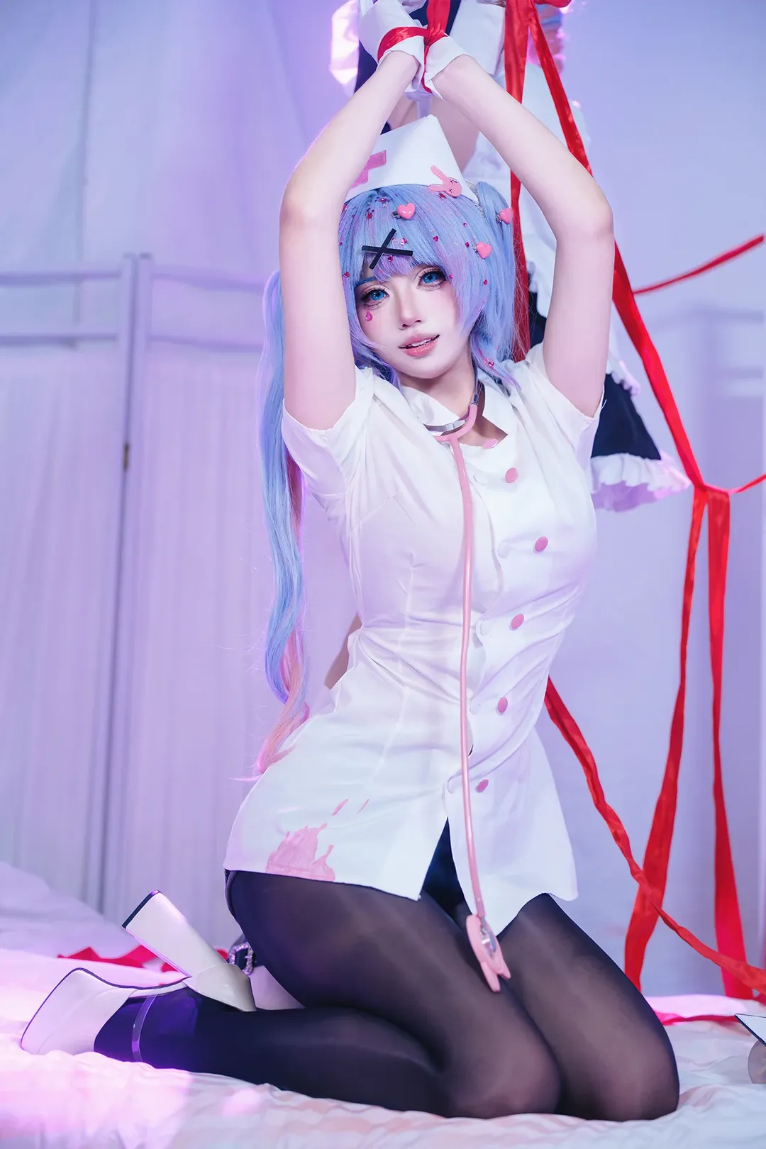 二次元摄影, 初音未来cos, 兔子洞, 黑丝, 护士服cosplay - 第2张