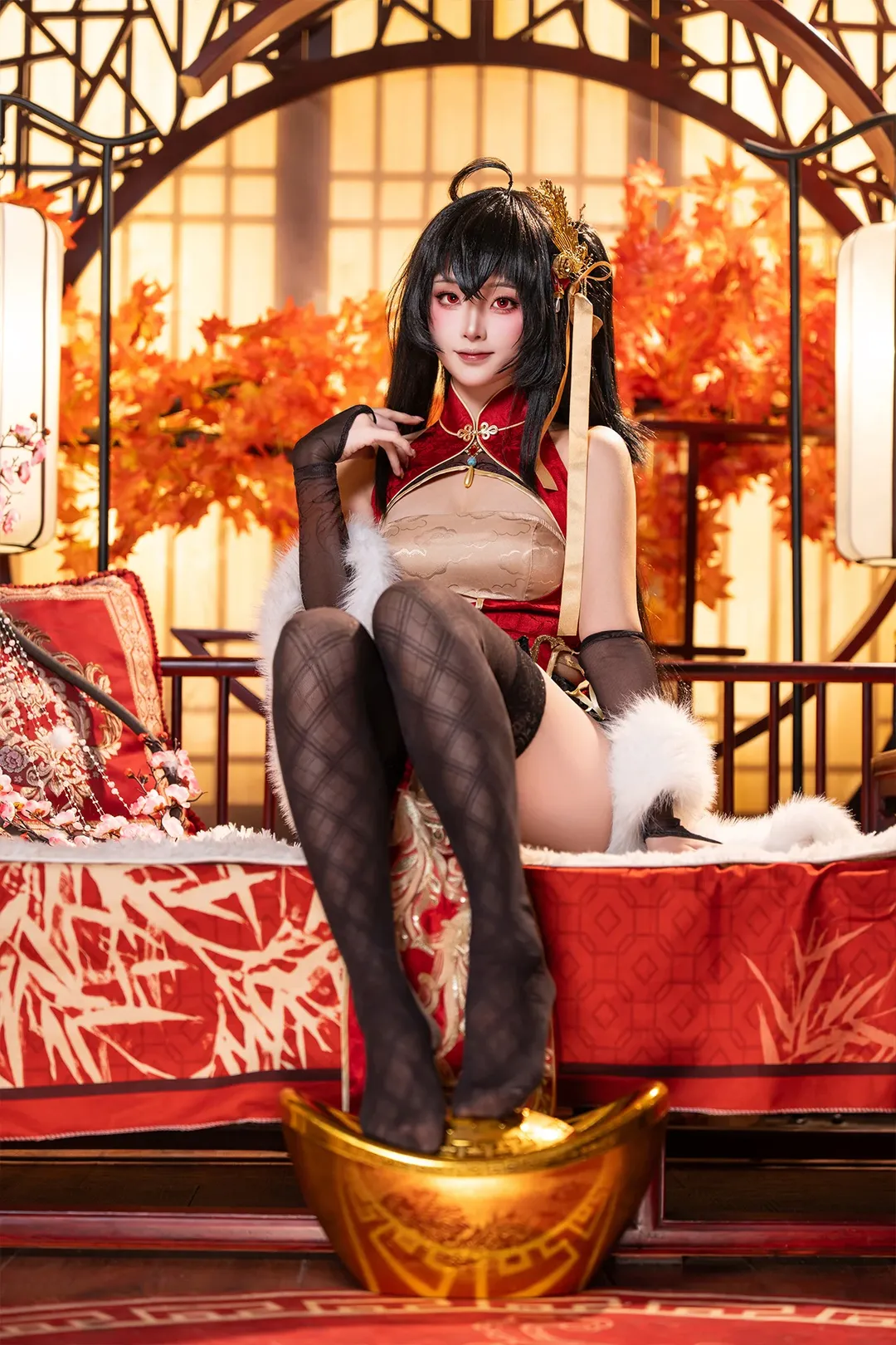 二次元摄影, 碧蓝航线, 旗袍cos, 黑丝穿搭, 大凤cos