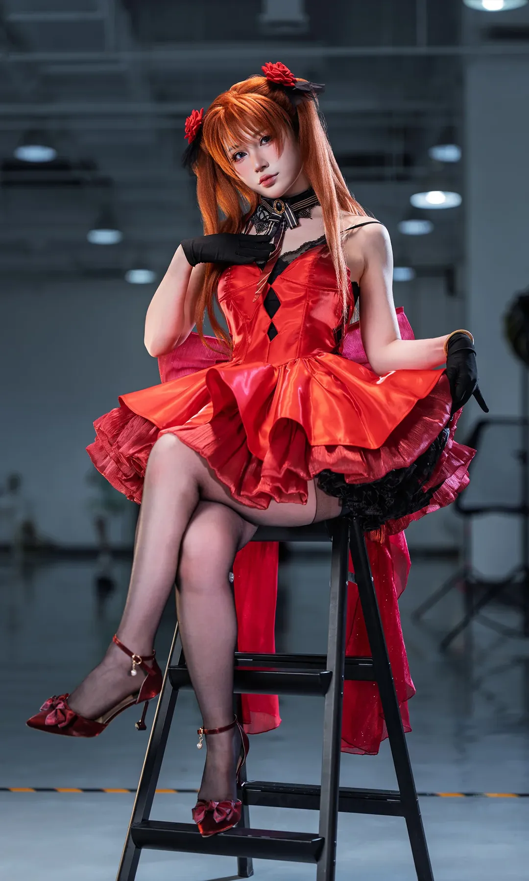 明日香cos, 新世纪福音战士, cosplay摄影, 二次元场照, 黑色丝袜