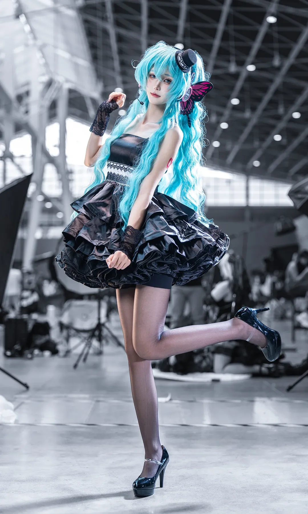 漫展返图, 初音未来cos, cosplay摄影, 黑丝穿搭, VOCALOID - 第1张