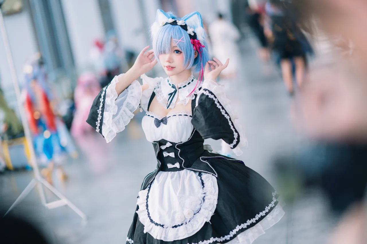 二次元cosplay, 白丝, 唯卓仕, CICF漫展, 猫猫蕾姆cos - 第16张