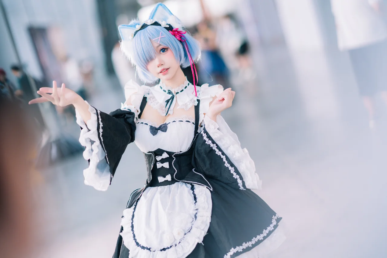二次元cosplay, 白丝, 唯卓仕, CICF漫展, 猫猫蕾姆cos - 第17张