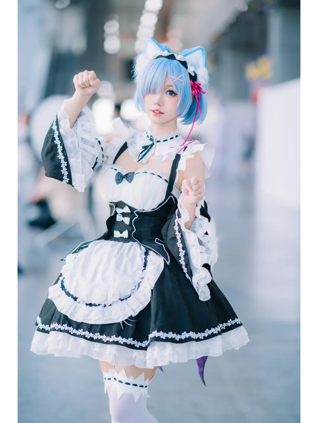 二次元cosplay, 白丝, 唯卓仕, CICF漫展, 猫猫蕾姆cos - 第4张
