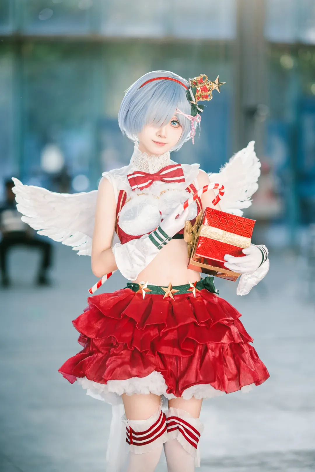 Re:ゼロから始める異世界生活, イベント写真, レム コスプレ, 白ストッキング, クリスマス コスプレ - 1枚目