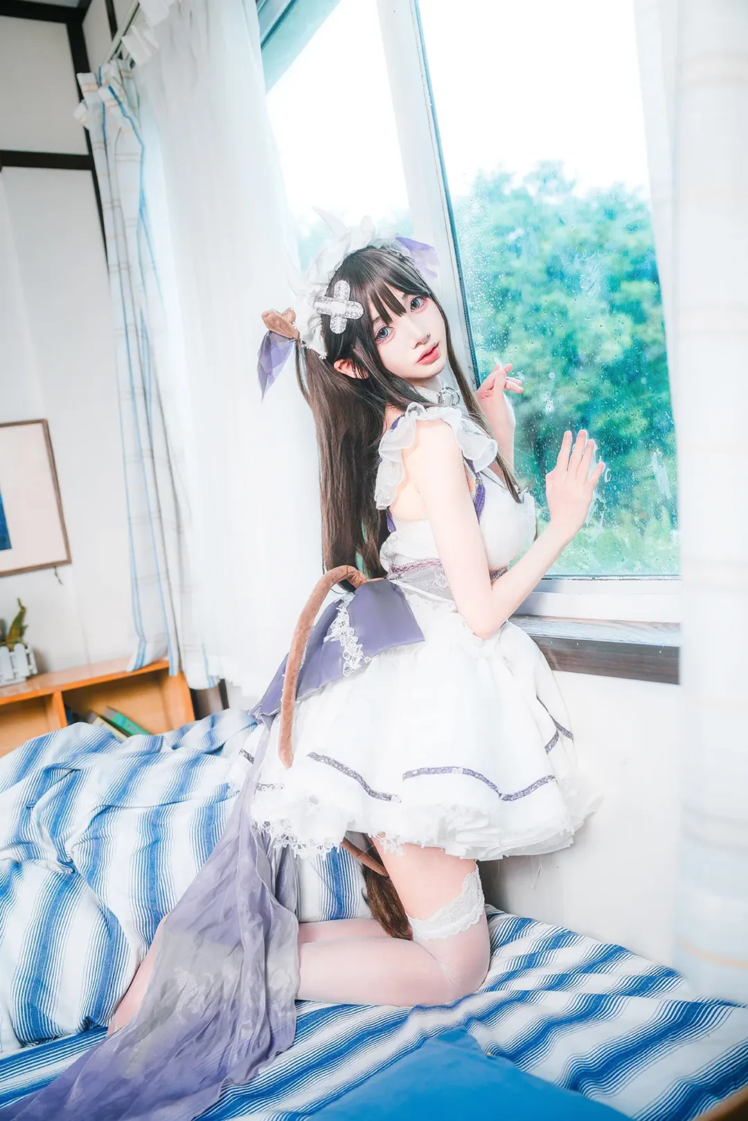 Azur Lane, Anime cosplay, White stockings, Kashino Cosplay, Animal ears