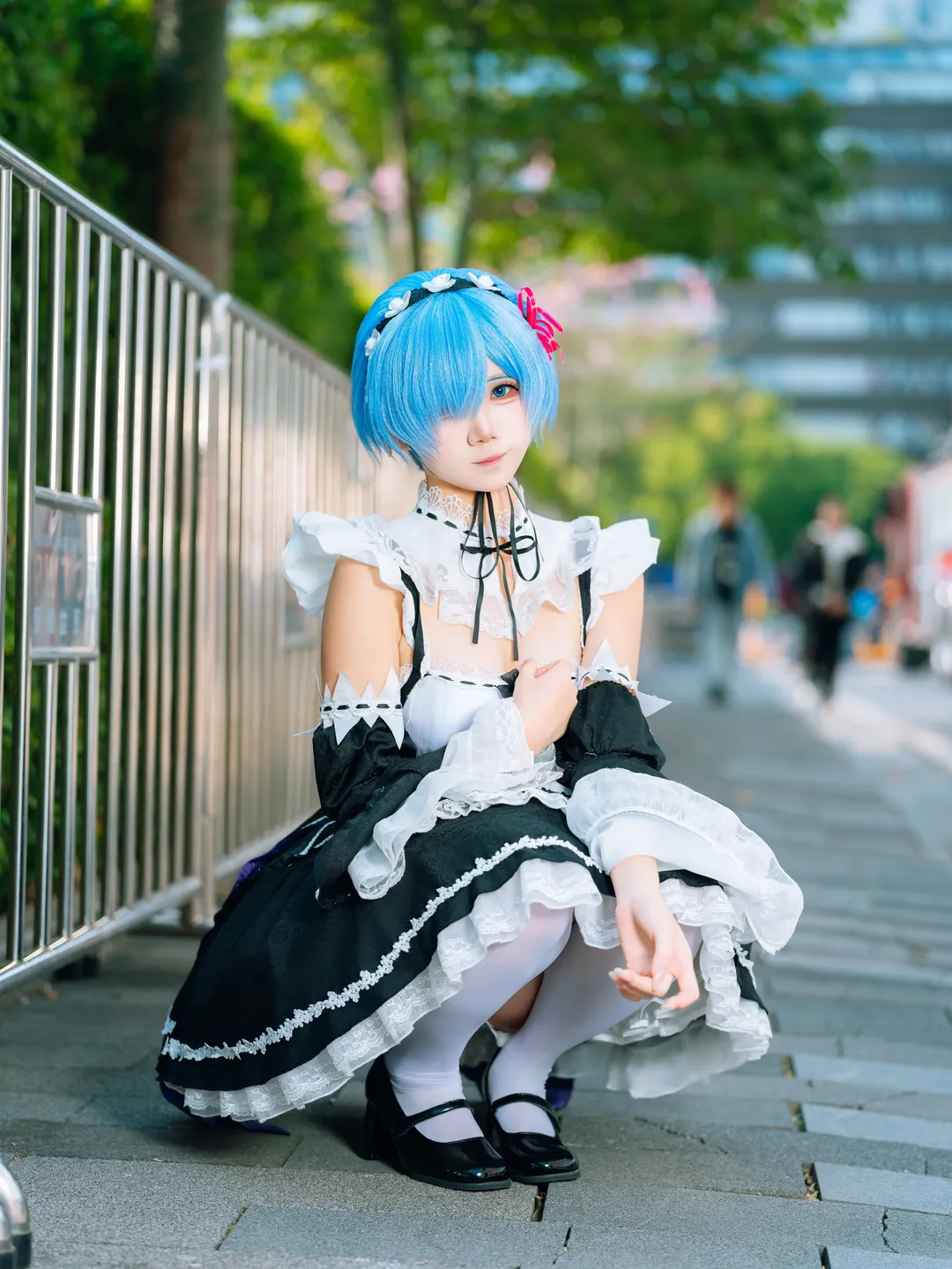 コスプレ, イベント写真, Re:ゼロから始める異世界生活, 白ストッキング, レム コスプレ - 4枚目