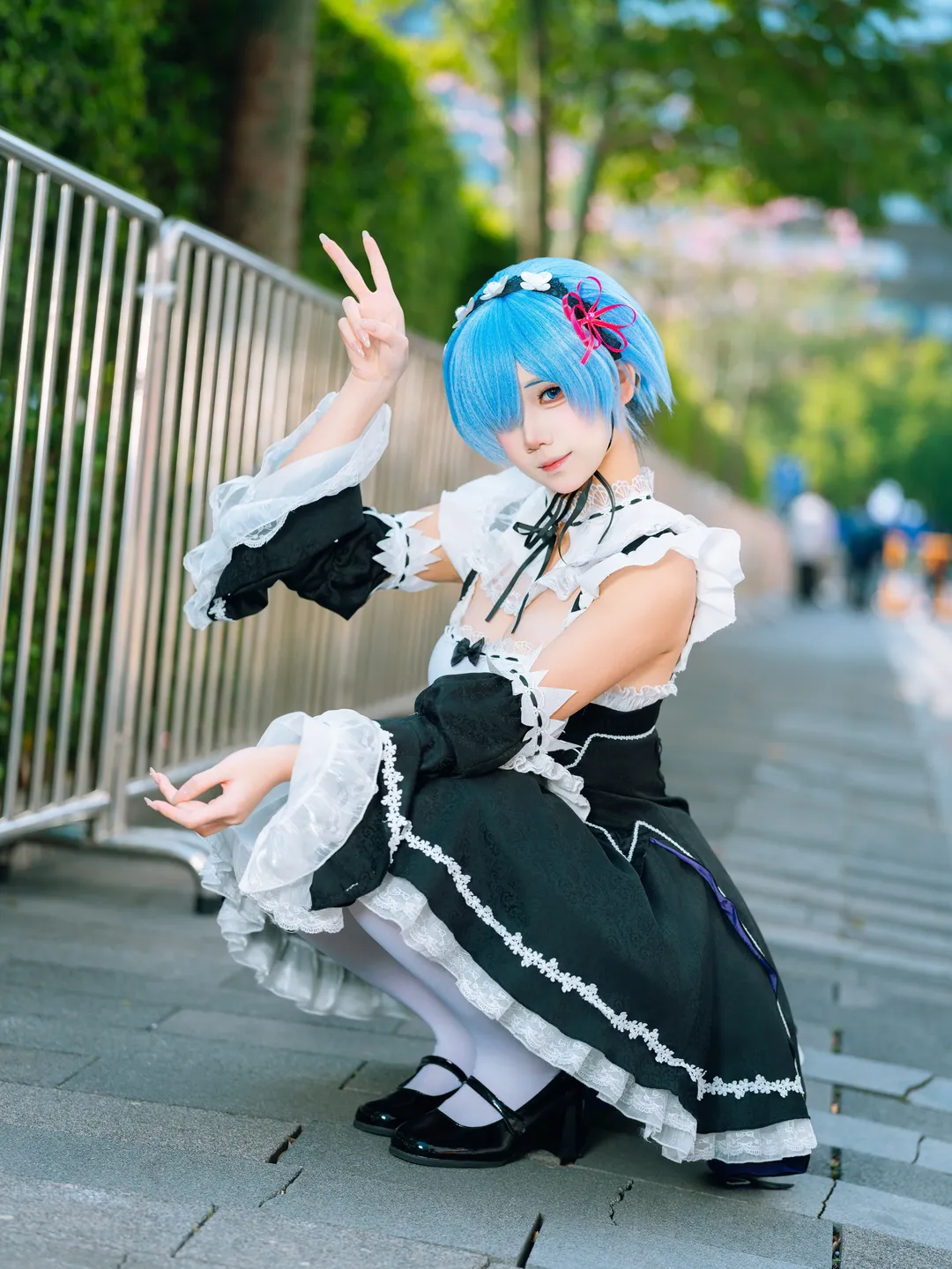 コスプレ, イベント写真, Re:ゼロから始める異世界生活, 白ストッキング, レム コスプレ - 5枚目