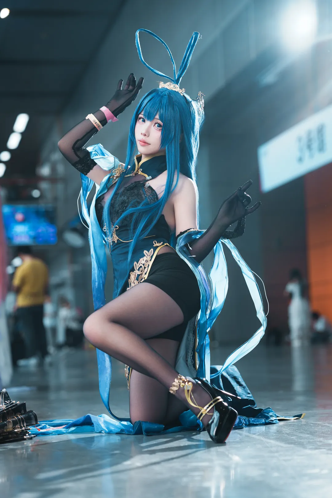 Anime-style photography, Azur Lane, Firefly ACG Expo, Black tights outfit, New Jersey cosplay