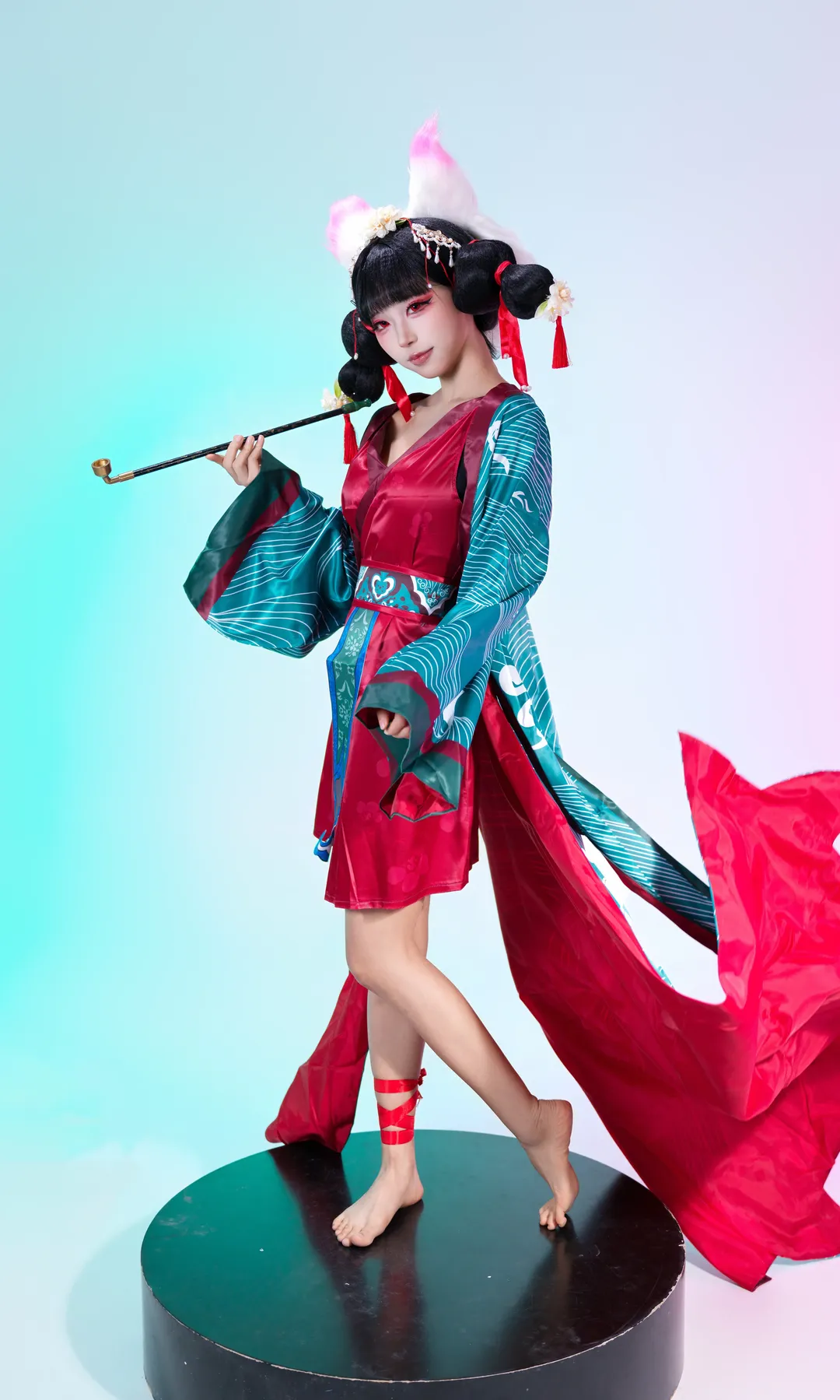宝青坊主cos, 棚拍写真, 古风国风, 兽耳狐妖, 赤足红绳 - 第1张