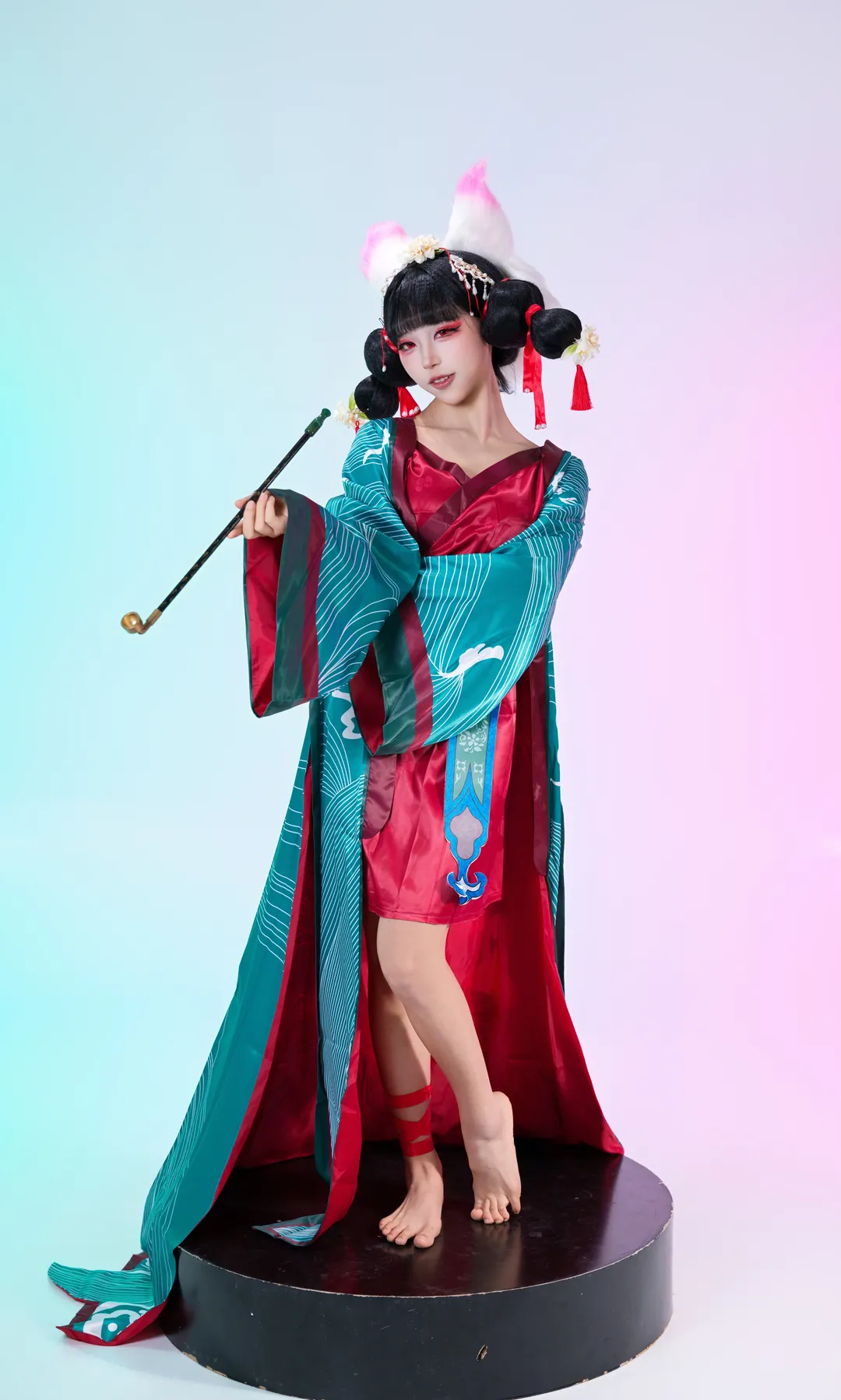宝青坊主cos, 棚拍写真, 古风国风, 兽耳狐妖, 赤足红绳 - 第2张