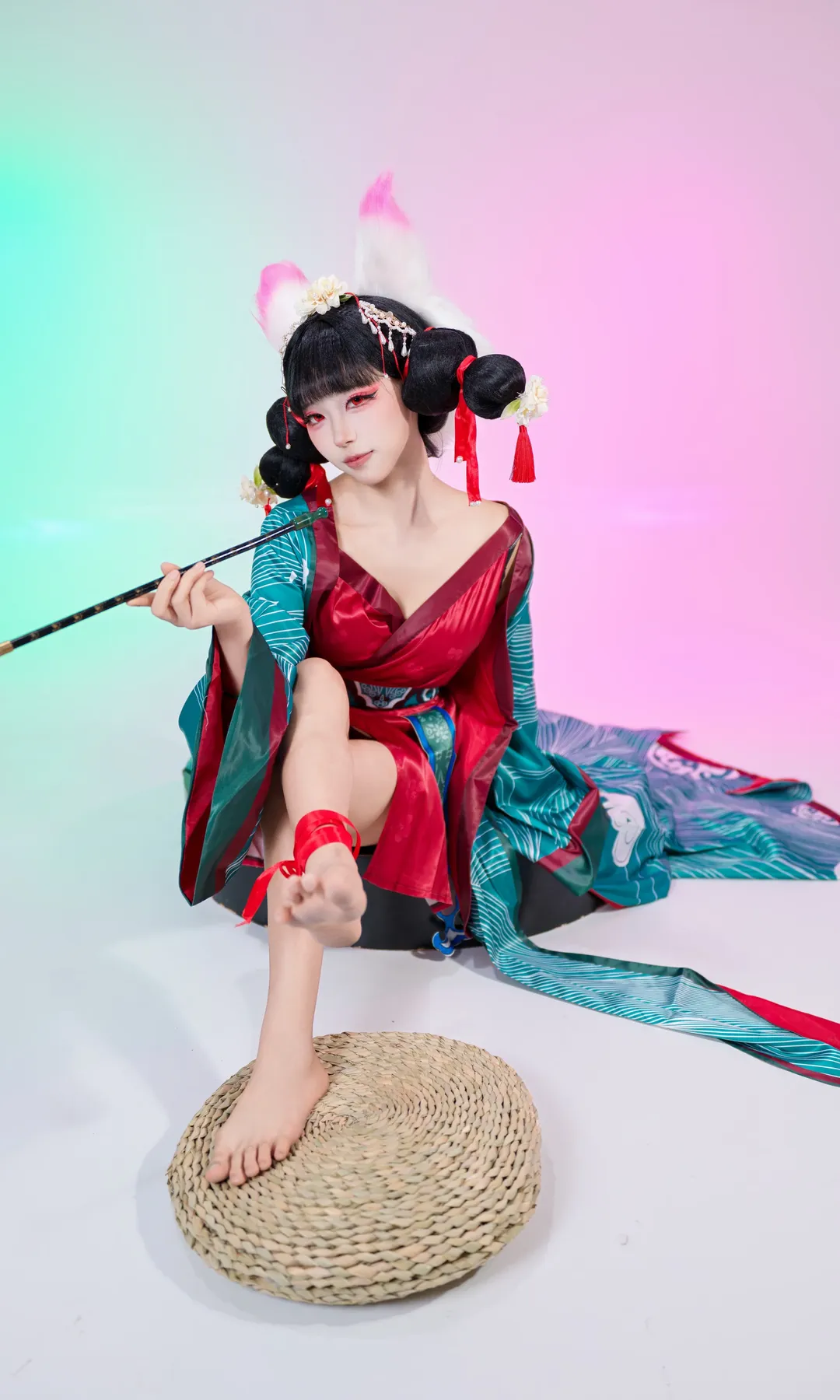 宝青坊主コスプレ, スタジオ撮影, 古風・国風, 獣耳の狐妖怪, 素足に赤い紐