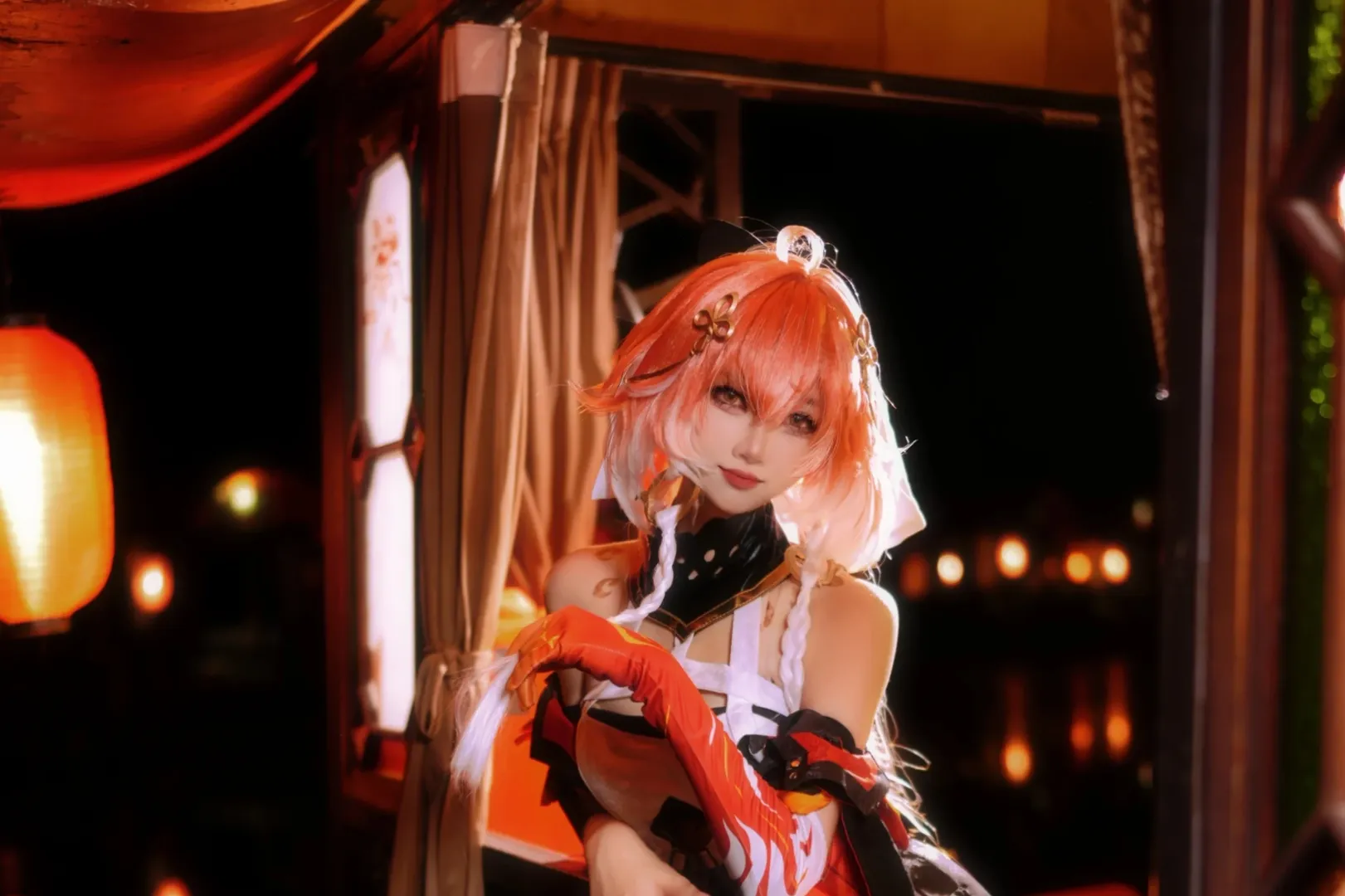 鸣潮, 长离cos, 白丝过膝袜, 长离cosplay, 二次元外景摄影 - 第2张
