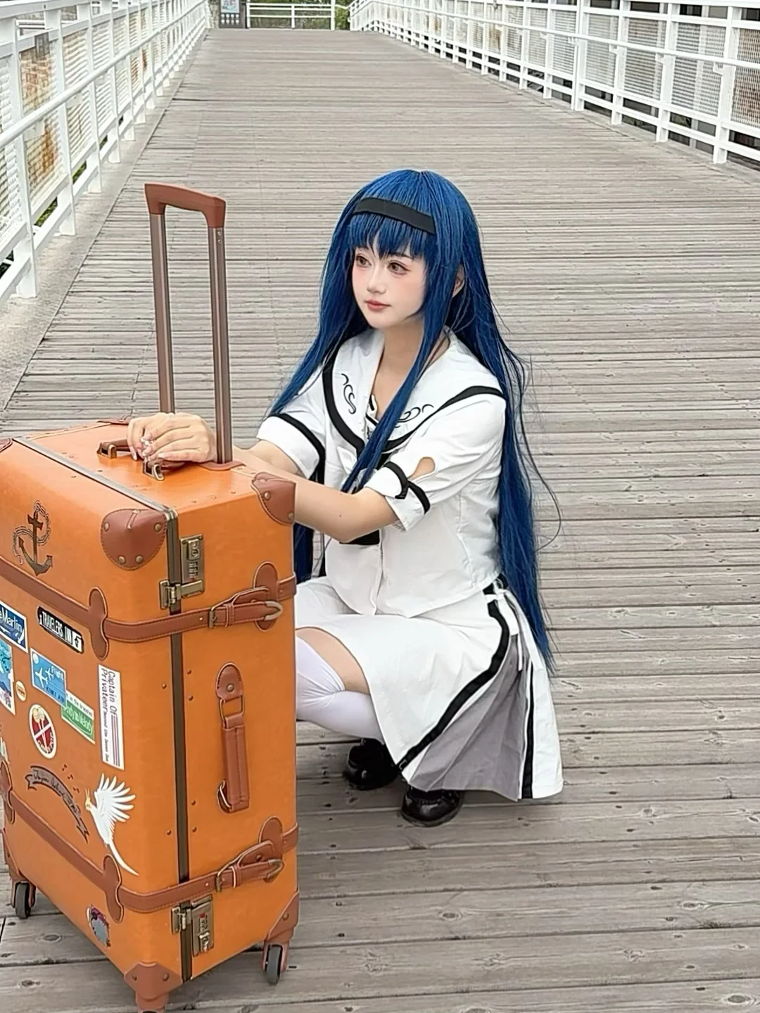 户外摄影, 二次元cosplay, 白丝cos, 久岛鸥cos, 夏日口袋