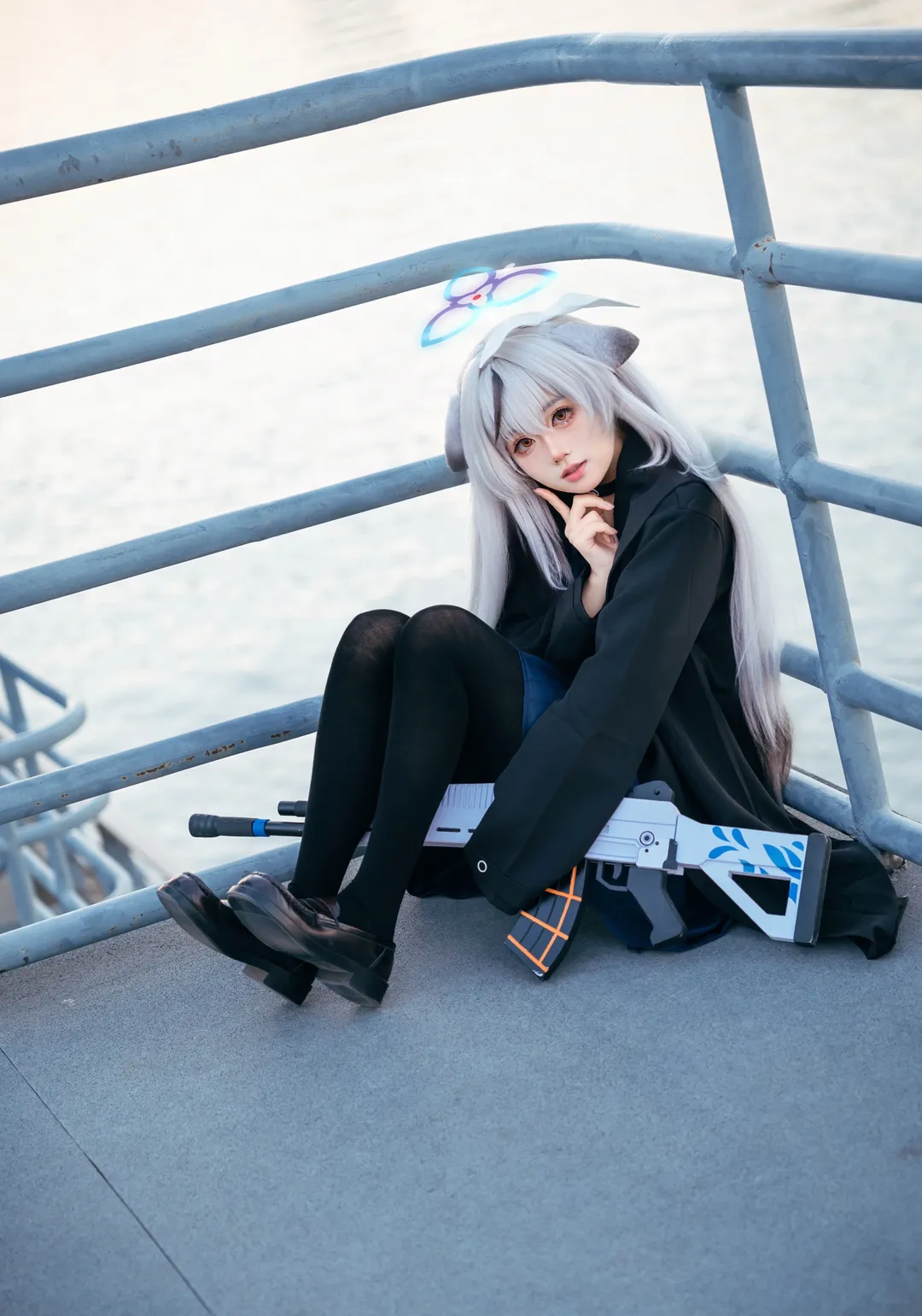 Blue Archive, Cosplay photography, Black tights outfit, Outdoor cosplay, Sunohara Kokona cosplay