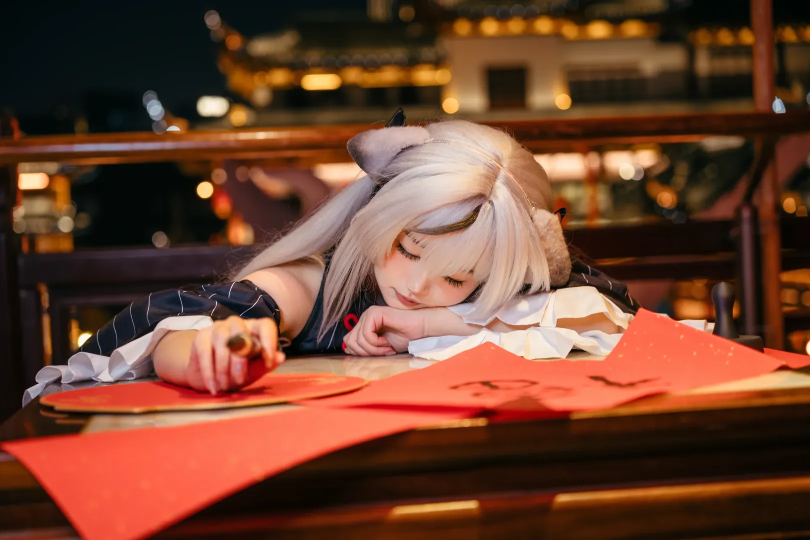 蔚藍檔案, 獸耳少女, 春原心奈cos, 豫園夜景, 新年國風 - 第3張