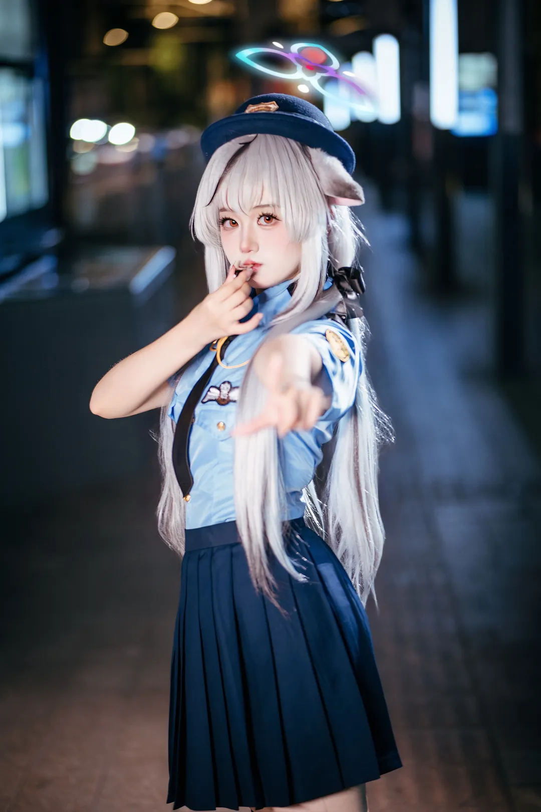 蔚蓝档案, cosplay日常, 兽耳少女, 春原心奈cos, 警服cos - 第1张