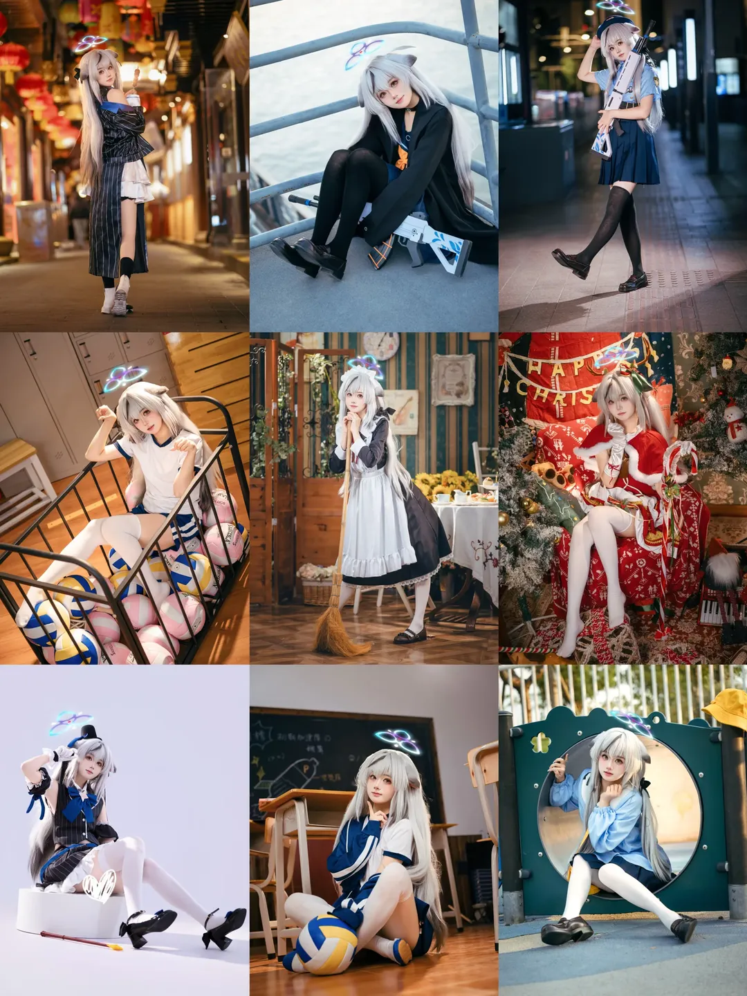 蔚蓝档案, cosplay日常, 丝袜穿搭, 春原心奈cos, 银发兽耳 - 第1张