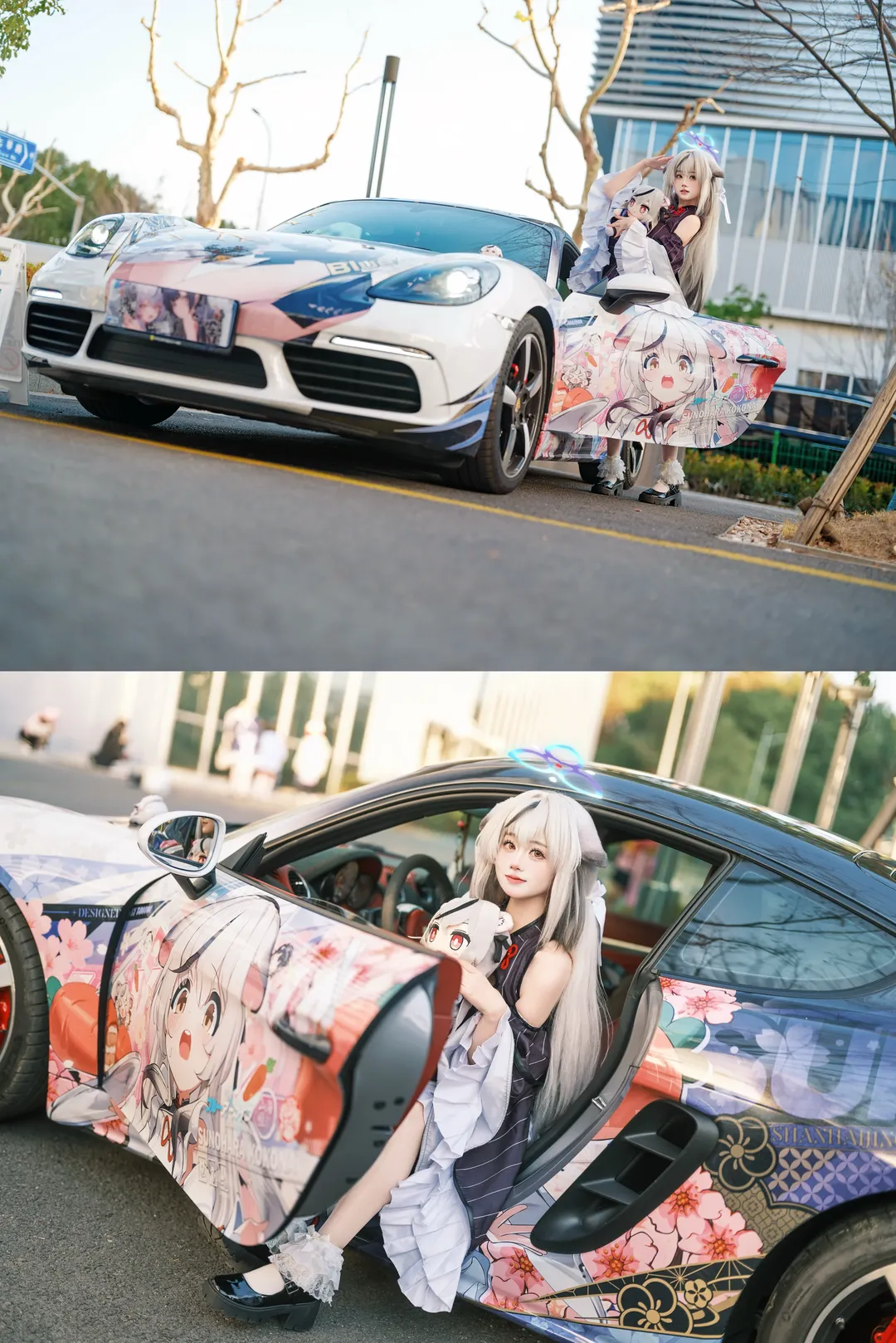 蔚蓝档案, cosplay日常, 丝袜穿搭, 春原心奈cos, 银发兽耳 - 第2张