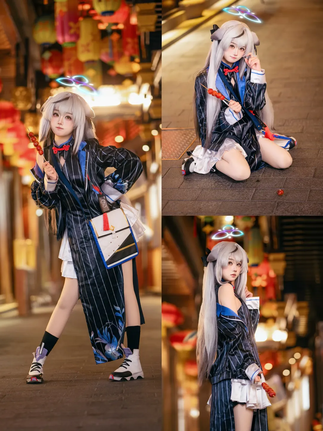 蔚蓝档案, cosplay日常, 丝袜穿搭, 春原心奈cos, 银发兽耳 - 第6张