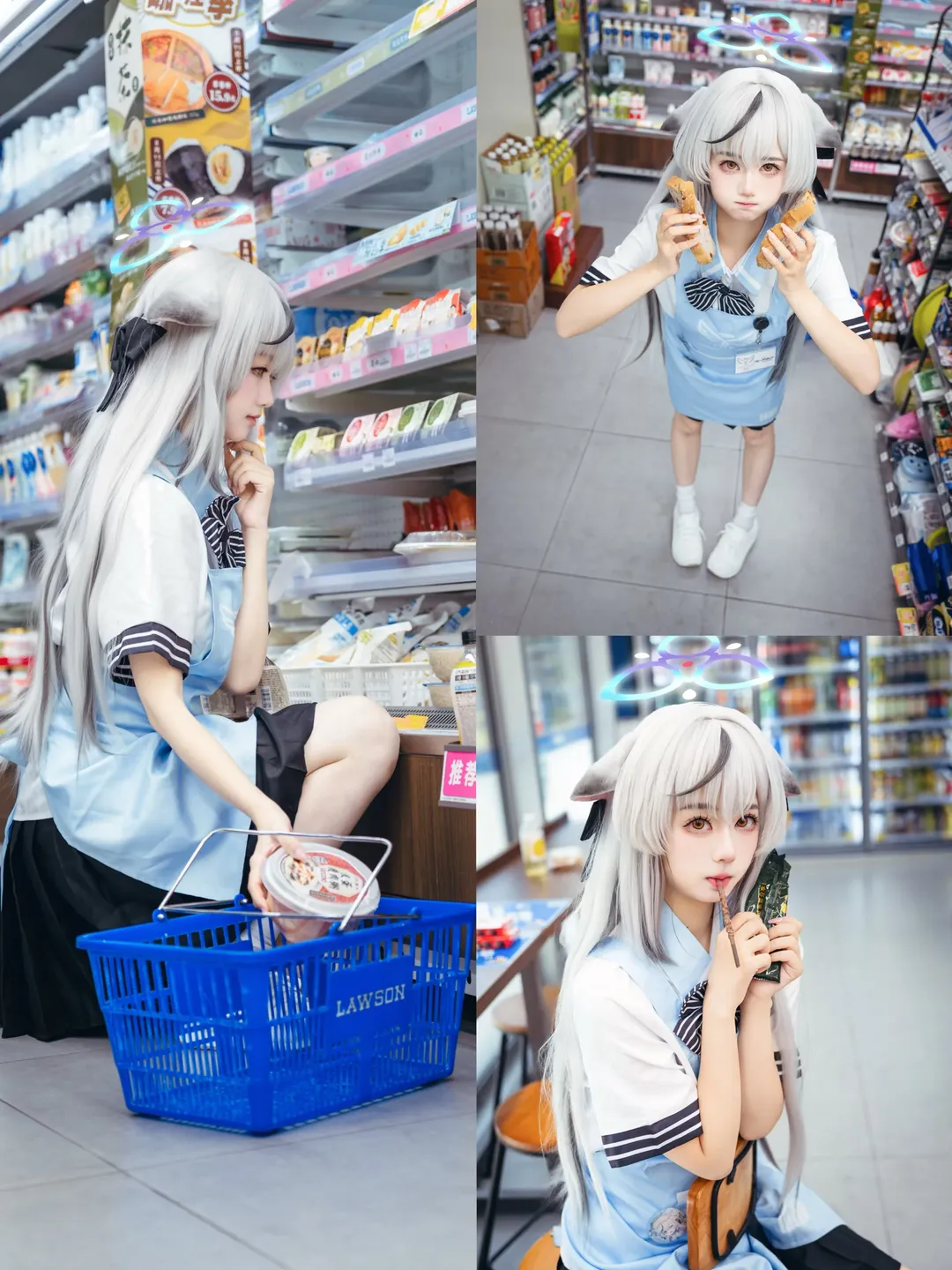 蔚蓝档案, cosplay日常, 丝袜穿搭, 春原心奈cos, 银发兽耳 - 第7张