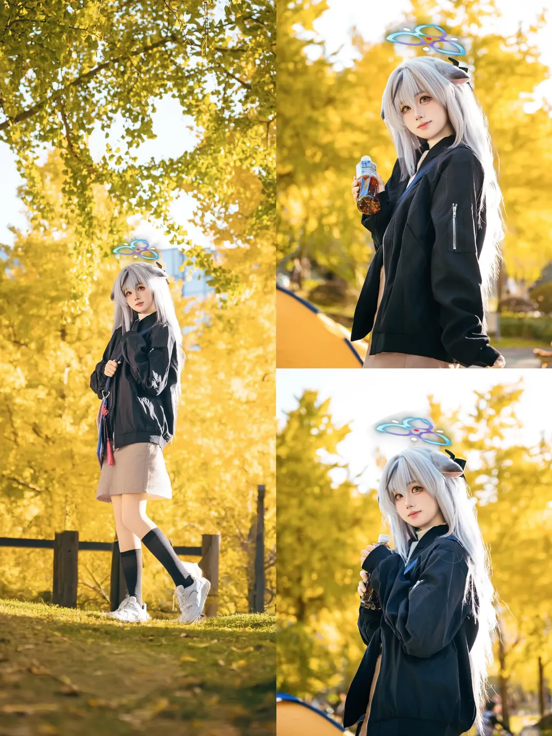 蔚蓝档案, cosplay日常, 丝袜穿搭, 春原心奈cos, 银发兽耳 - 第8张