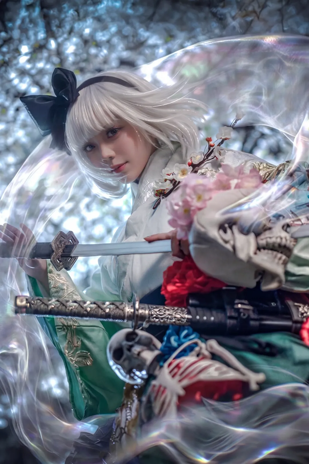 二次元撮影, 東方Project, 魂魄妖夢 コスプレ, 和風スタイル, 月下撮影 - 1枚目