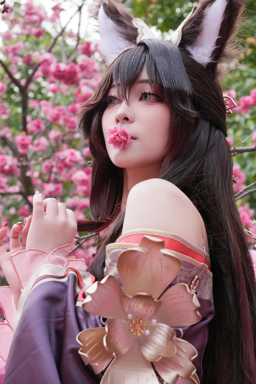 崩壊：スターレイル, 停雲 コスプレ, 狐耳少女, 花畑での写真, 帰忘の流離人 - 1枚目