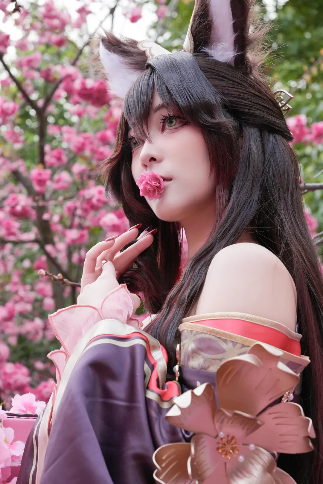 崩壊：スターレイル, 停雲 コスプレ, 狐耳少女, 花畑での写真, 帰忘の流離人 - 2枚目