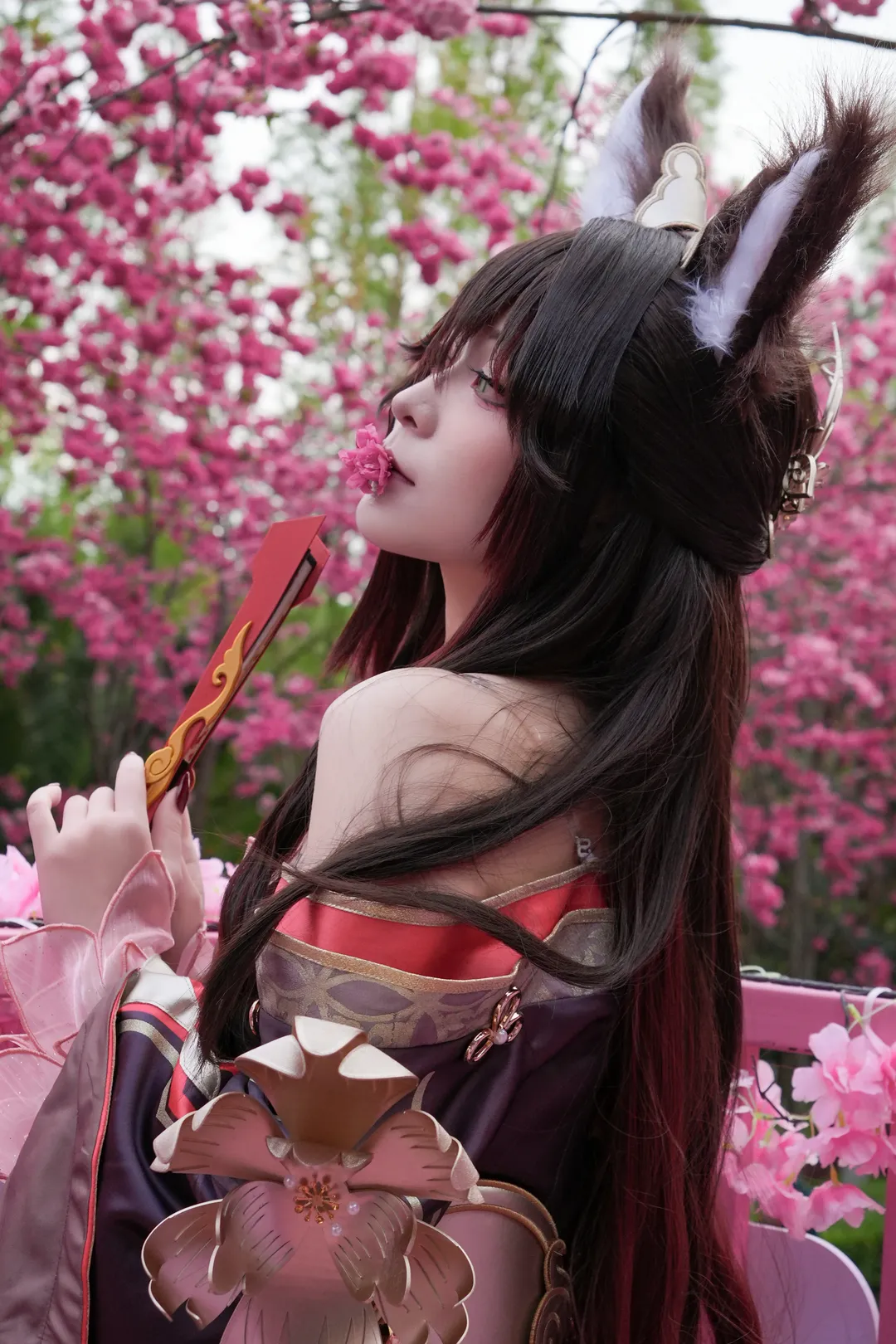 崩壊：スターレイル, 停雲 コスプレ, 狐耳少女, 花畑での写真, 帰忘の流離人 - 4枚目