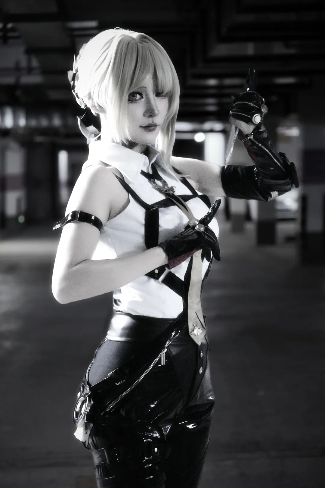 Zenless Zone Zero, Cosplay photography, Evelyn cosplay, Patent leather pants, Biker style - Image 3