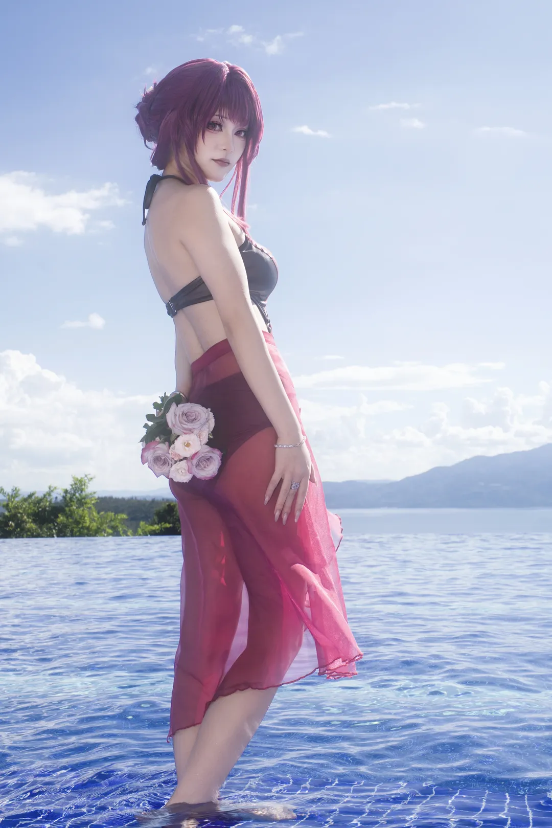 崩坏星穹铁道, 卡芙卡cos, cosplay摄影, 泳装穿搭, 无边泳池 - 第5张