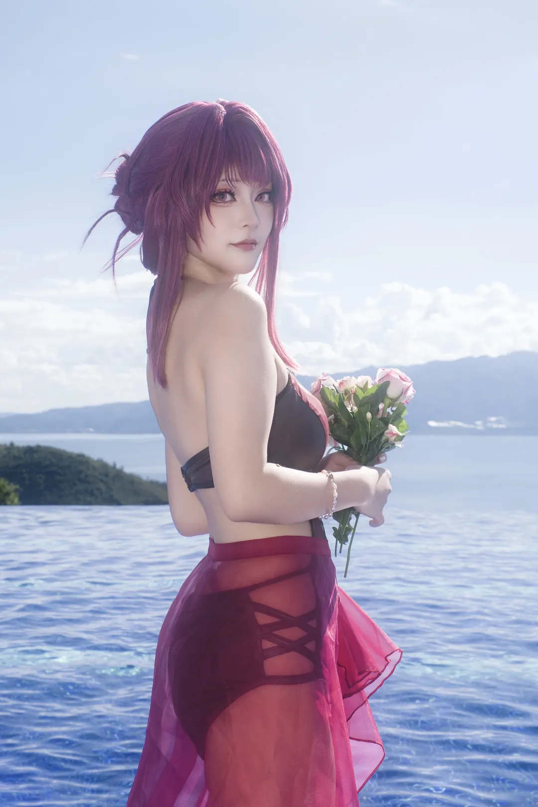 崩坏星穹铁道, 卡芙卡cos, cosplay摄影, 泳装穿搭, 无边泳池 - 第6张