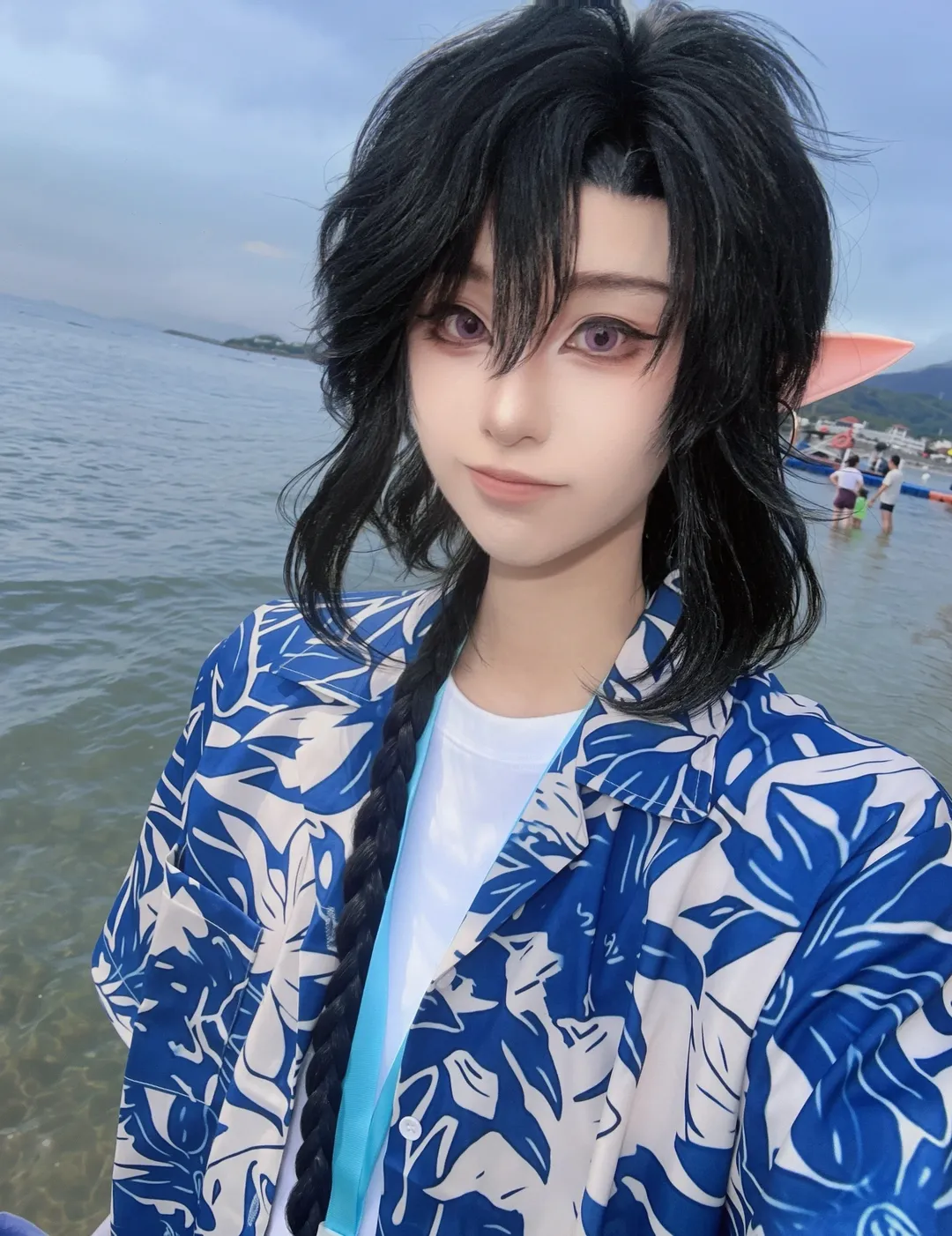 Cosplay摄影, 海边外景, 精灵耳道具, 玄离cos, 蓝溪镇