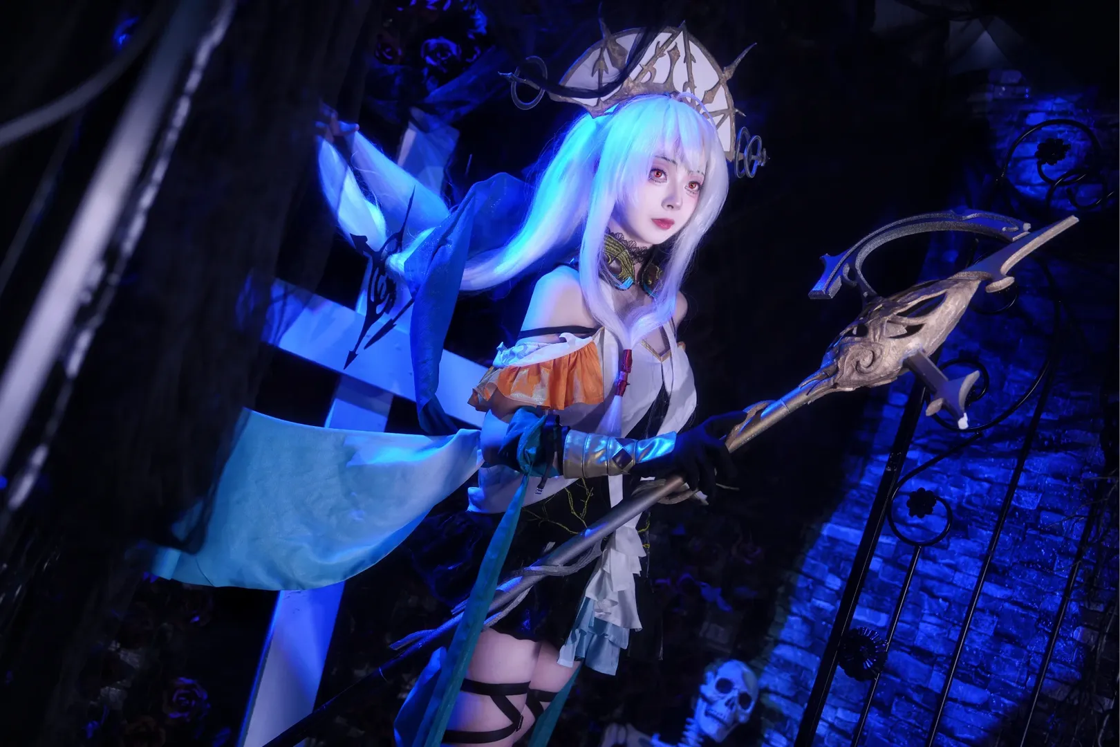 二次元摄影, 明日方舟, cosplay正片, 哥特暗黑, 浊心斯卡蒂cos - 第1张